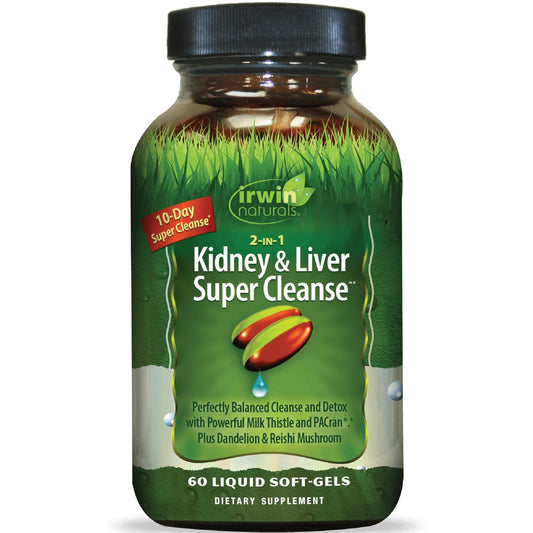 Irwin Naturals 2-in-1 Kidney & Liver Super Cleanse, 60 Liquid Soft-Gels