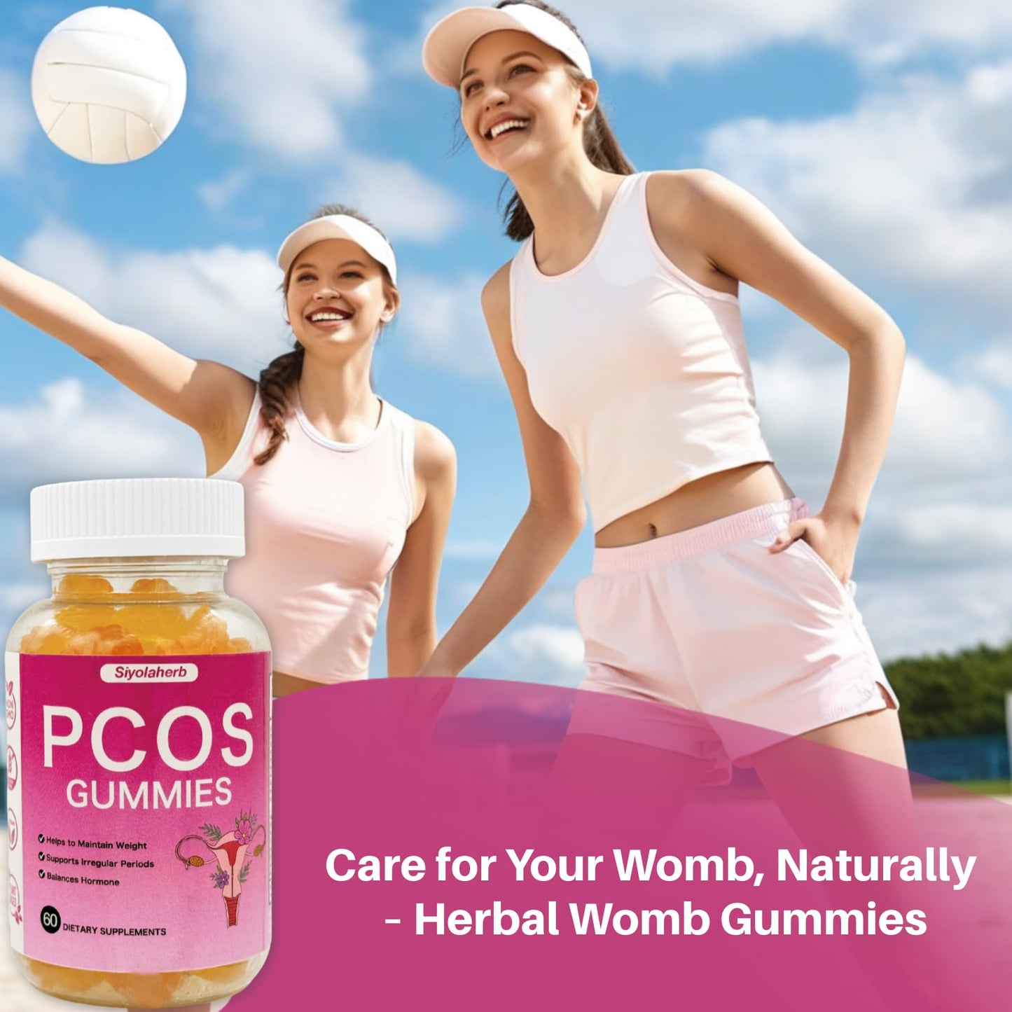 Siyolaherb PCOS Vitamins Gummies with Inositol for Women, Hormone Balance & Fertility Support, 60 Gummies (7.7)