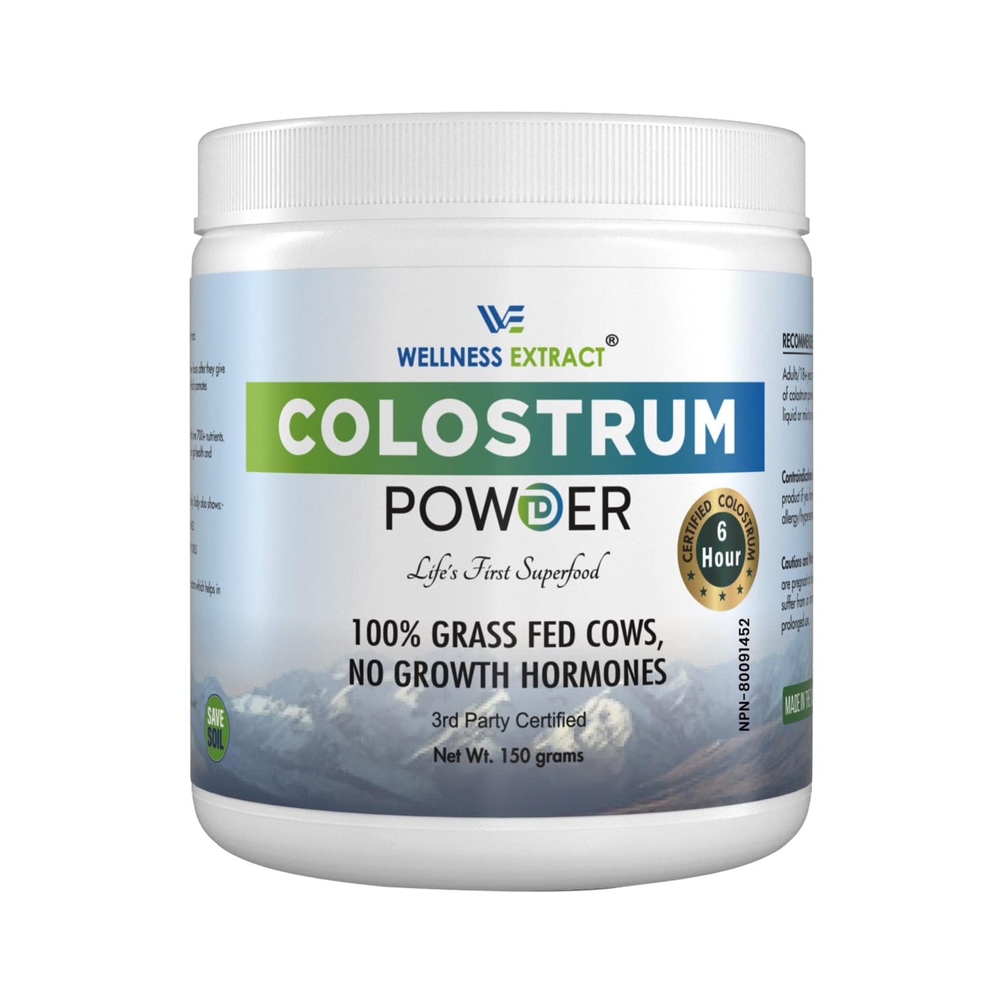 WELLNESS EXTRACT Bovine Colostrum Powder with Lactoferrin, 5.3oz, 1 Pack