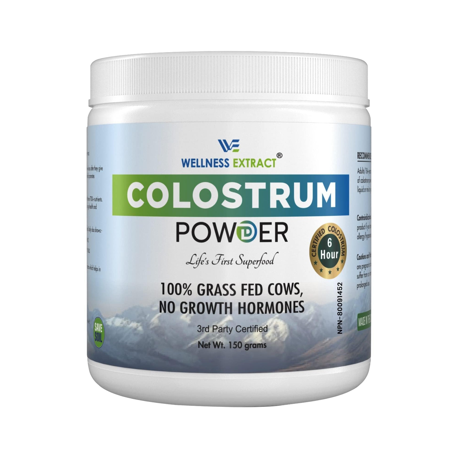 WELLNESS EXTRACT Bovine Colostrum Powder with Lactoferrin, 5.3oz, 1 Pack