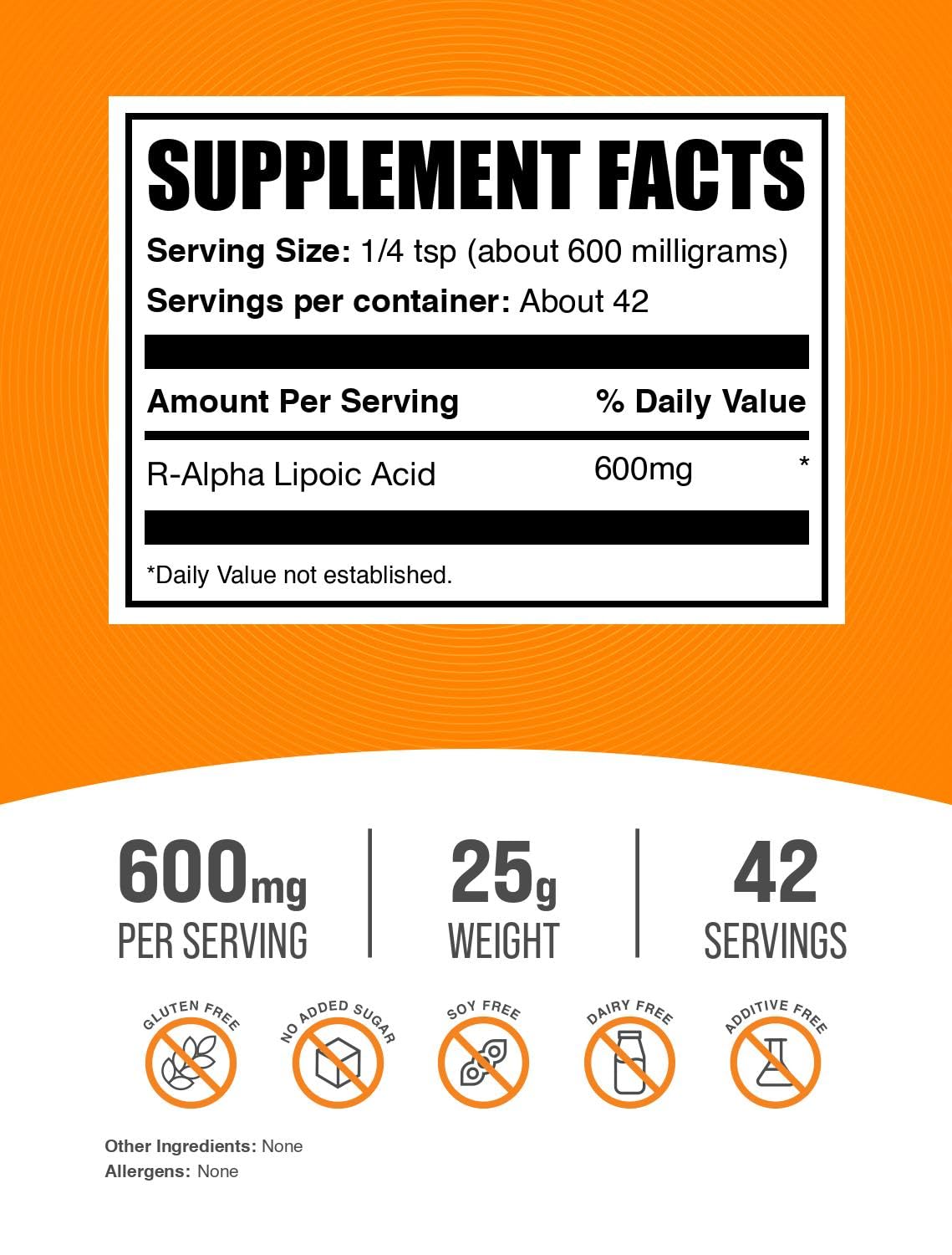 BulkSupplements R-Alpha Lipoic Acid Powder, 0.88 oz