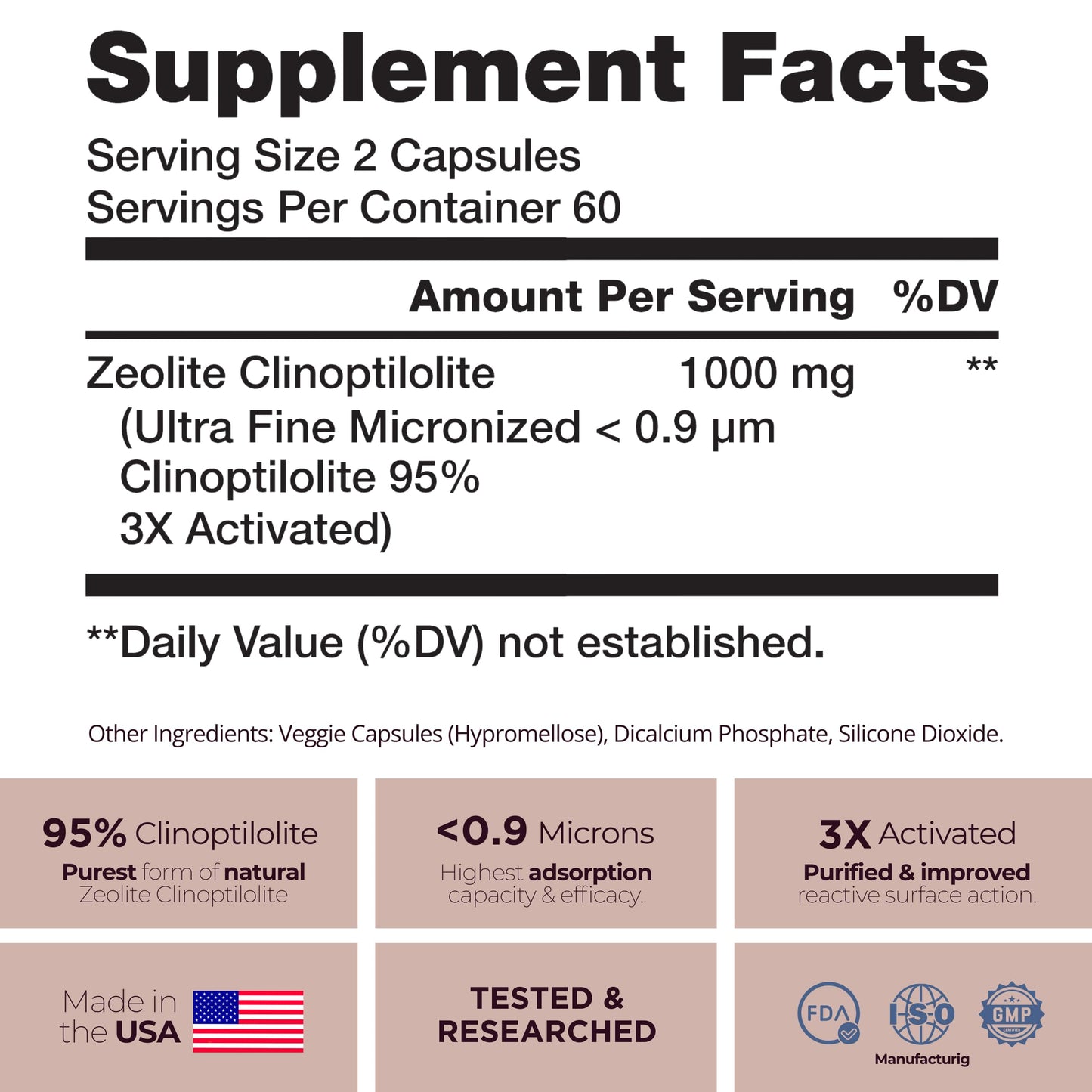 TODICAMP Zeolite Detox Capsules 120 Count