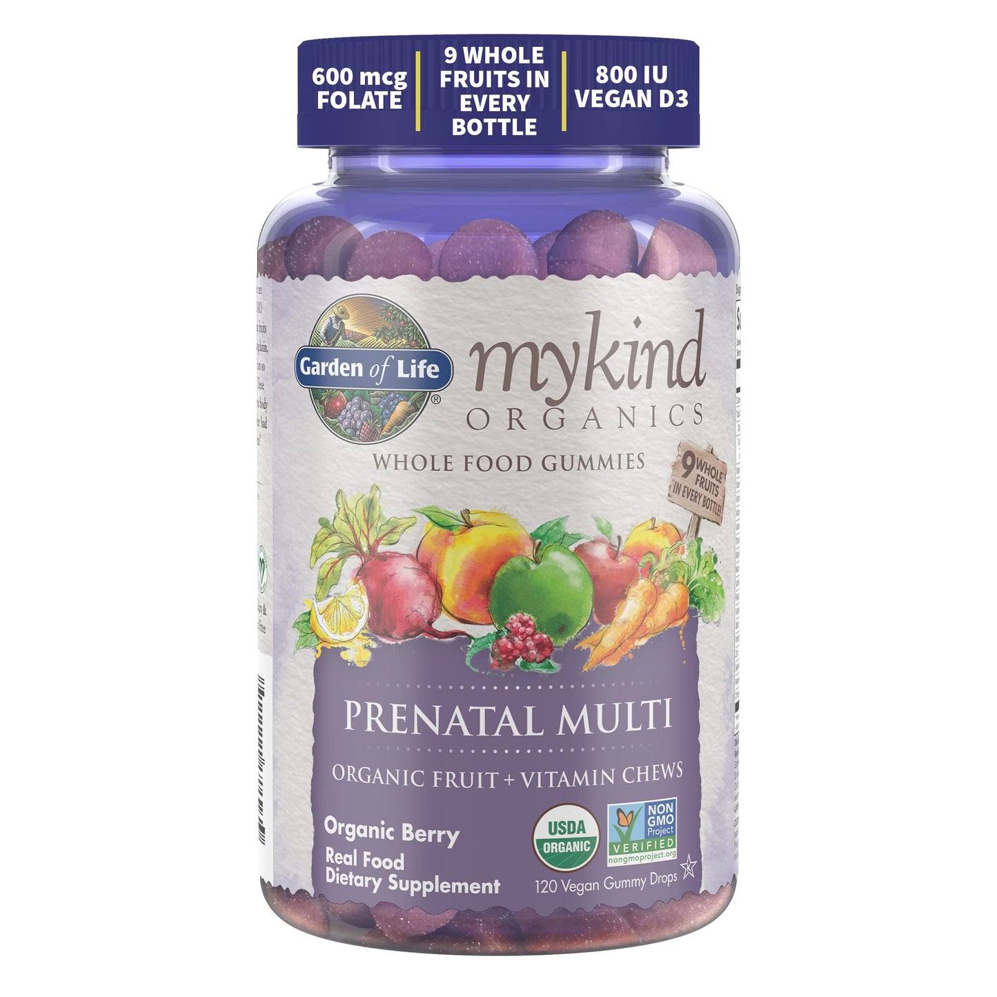 Garden of Life Organics Prenatal Gummies Multivitamin with Vitamin D3, B6, B12, C & Folate & Dr. Formulated Prenatal Vegan DHA - Certified Vegan Omega 3 Supplement