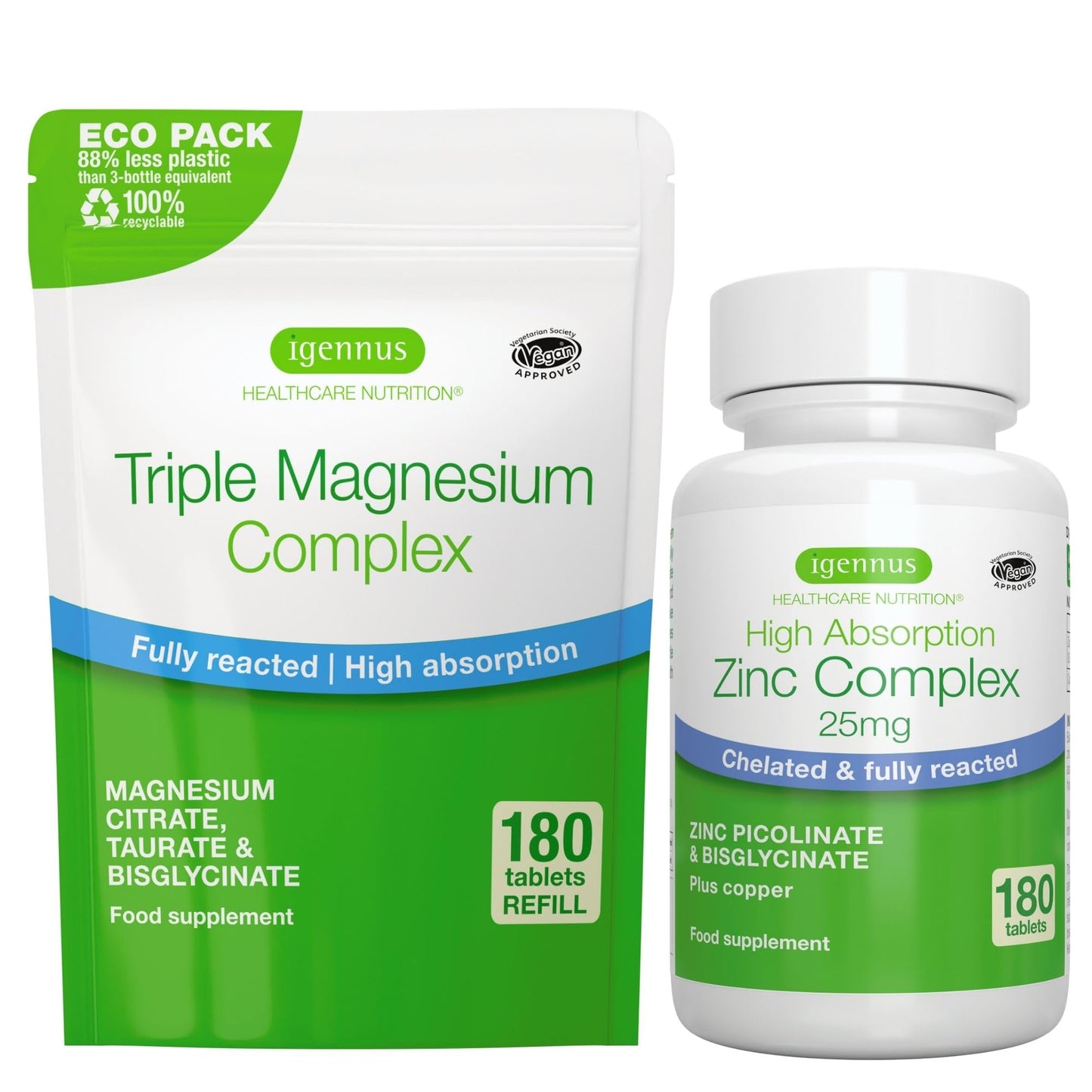 Igennus Healthcare Nutrition Triple Magnesium Complex & Zinc Complex, 360 Tablets