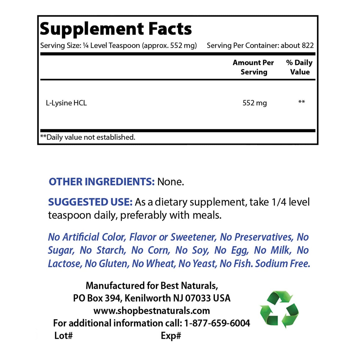 Best Naturals Lysine Powder 2-Pack