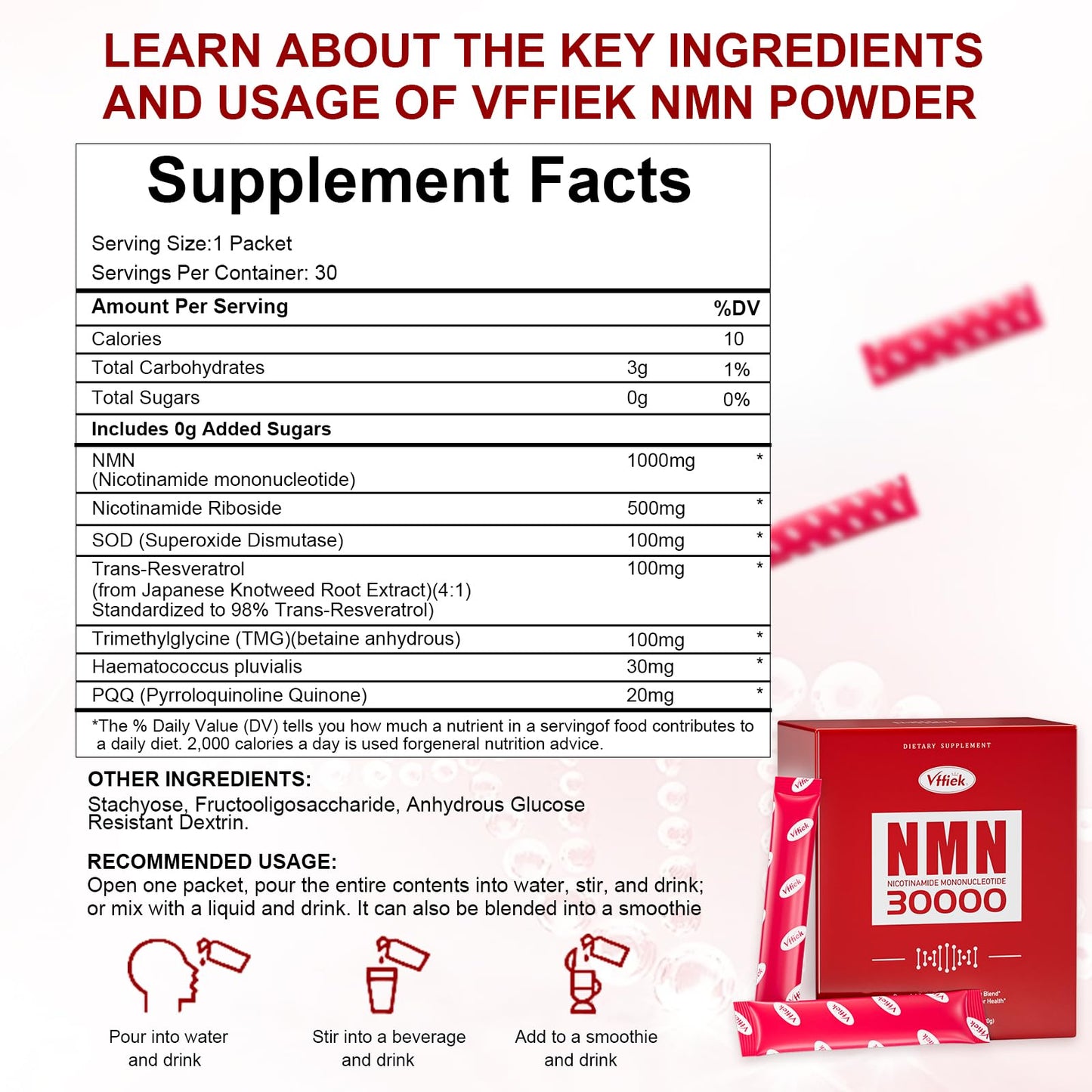 Vffiek NMN Supplement 1000 mg Powder 30