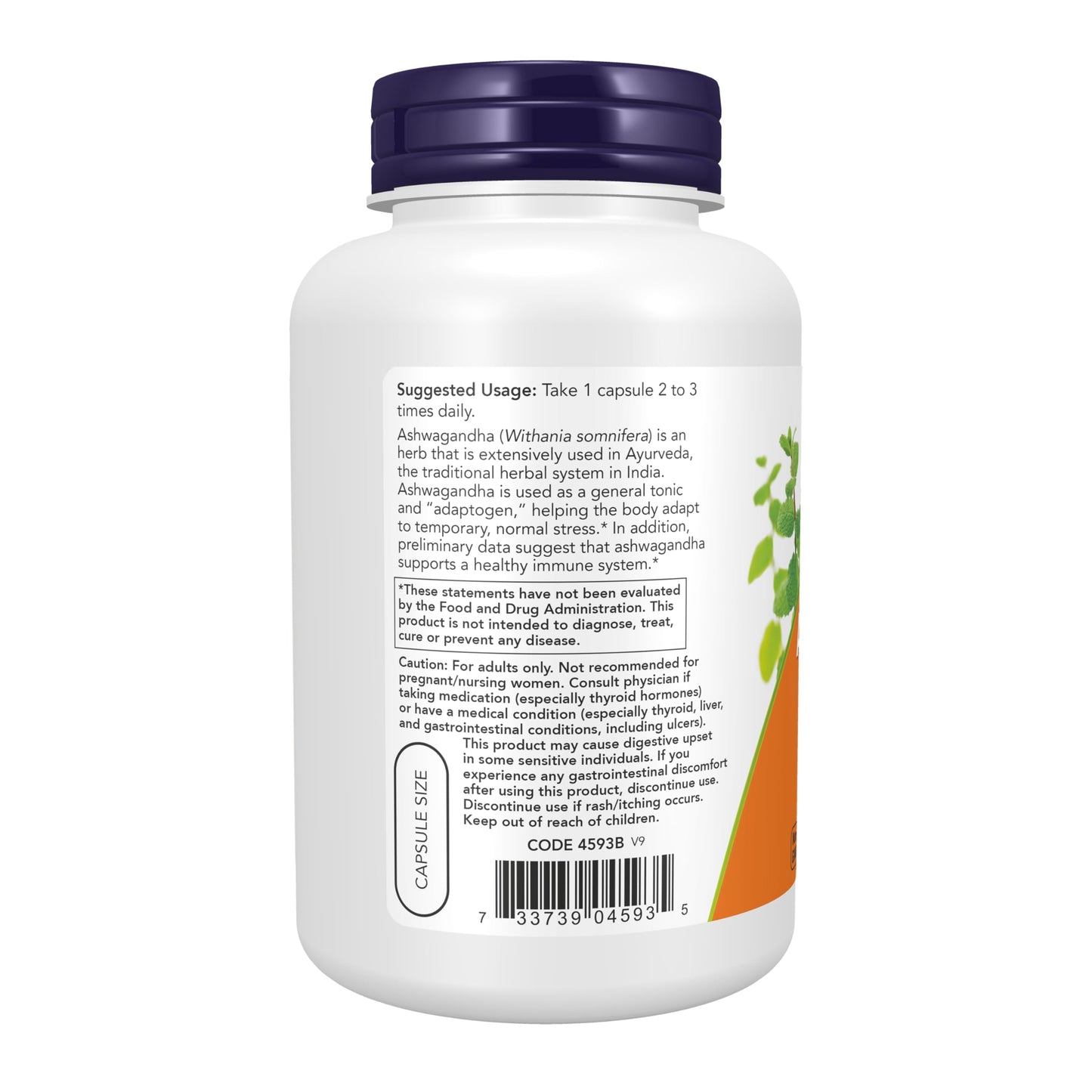 NOW Foods Ashwagandha (Withania somnifera) 450 mg (Standardized Extract) Capsules, 180 Count