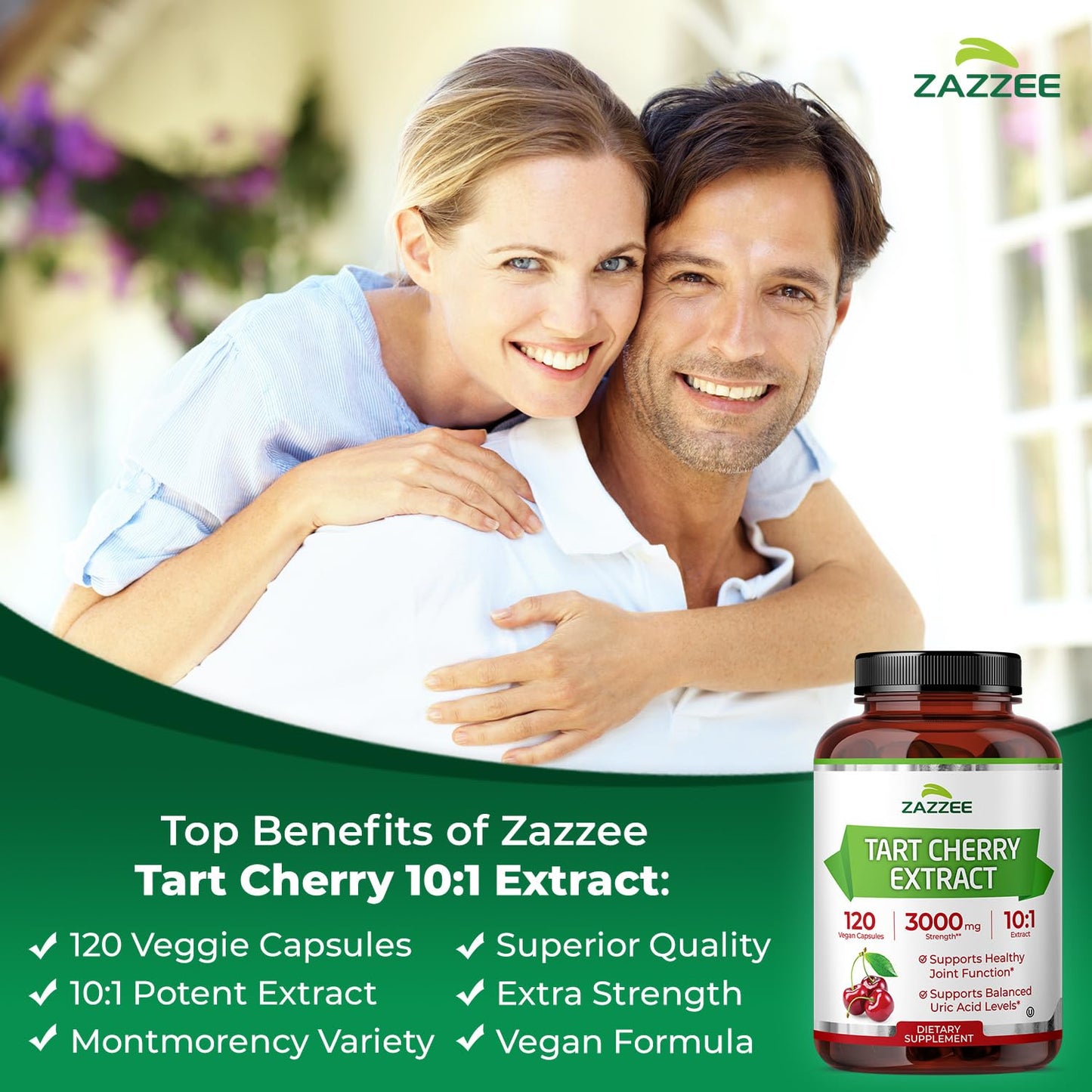 Zazzee Tart Cherry 10:1 Extract Capsules, 120 Count