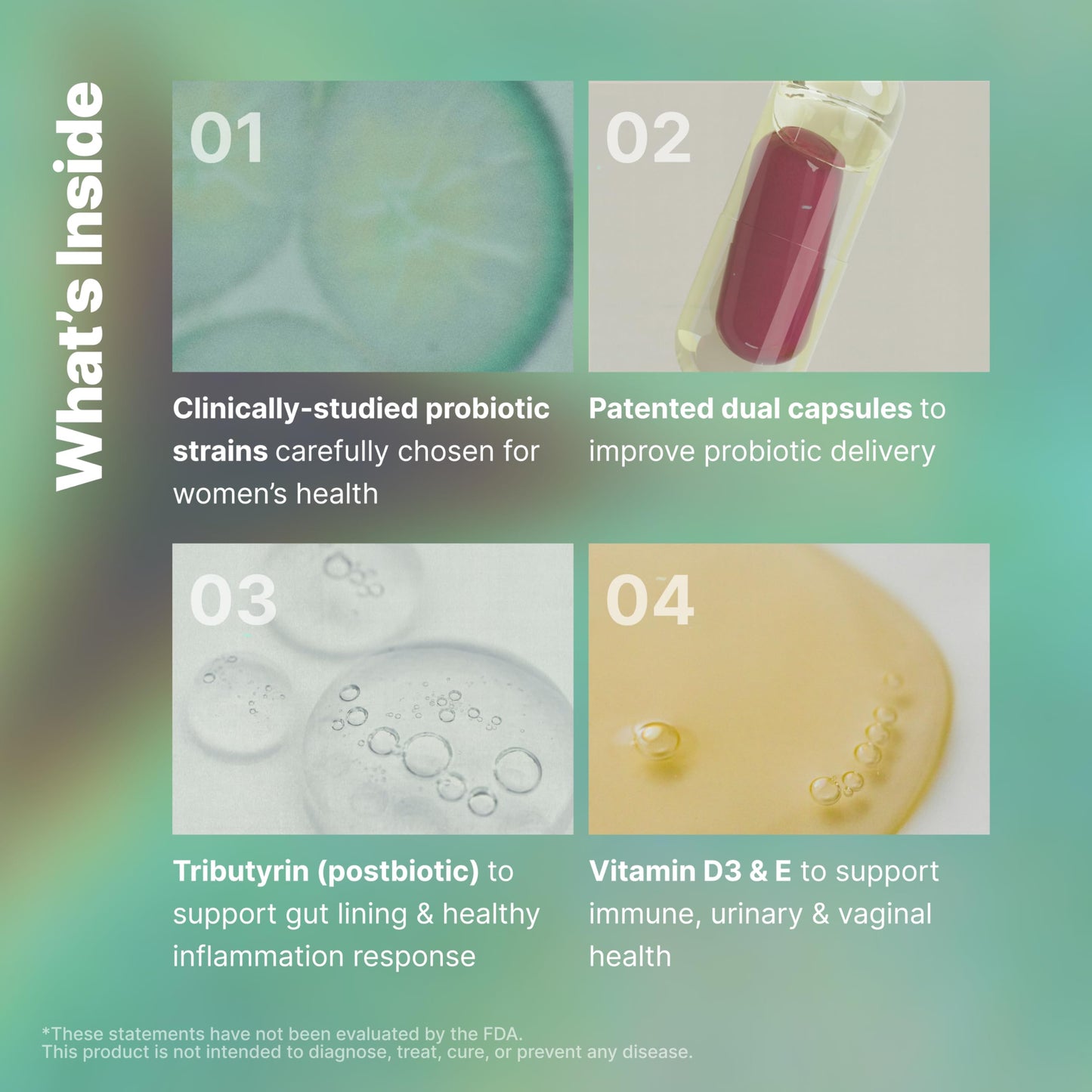 Evvy Women's 3-in-1 Probiotic Gut, Urinary & Vaginal Health, 3 Capsules