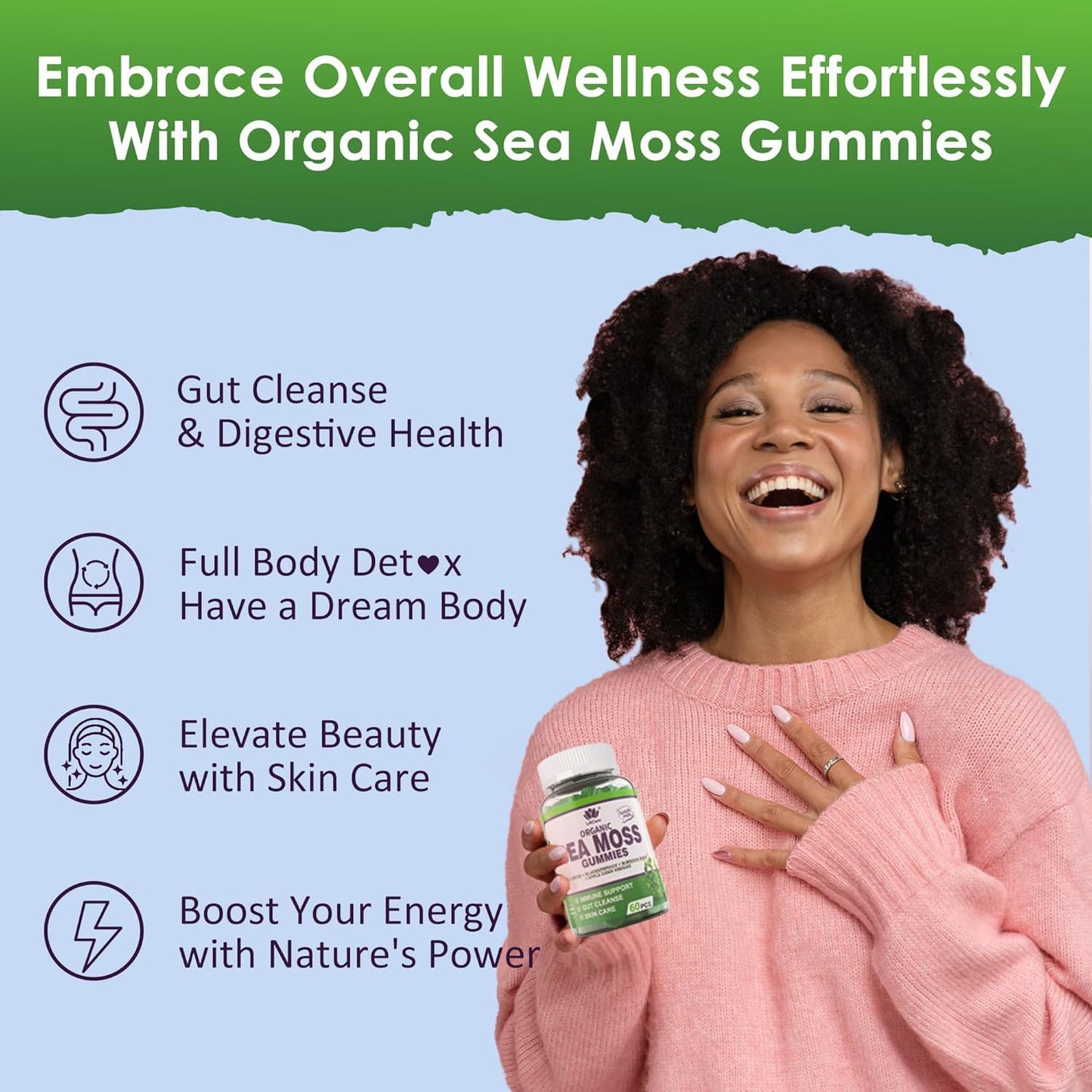 EnvyDeal Sea Moss Gummies, Irish Sea Moss Gummies for Adults & Kids, 120 Count