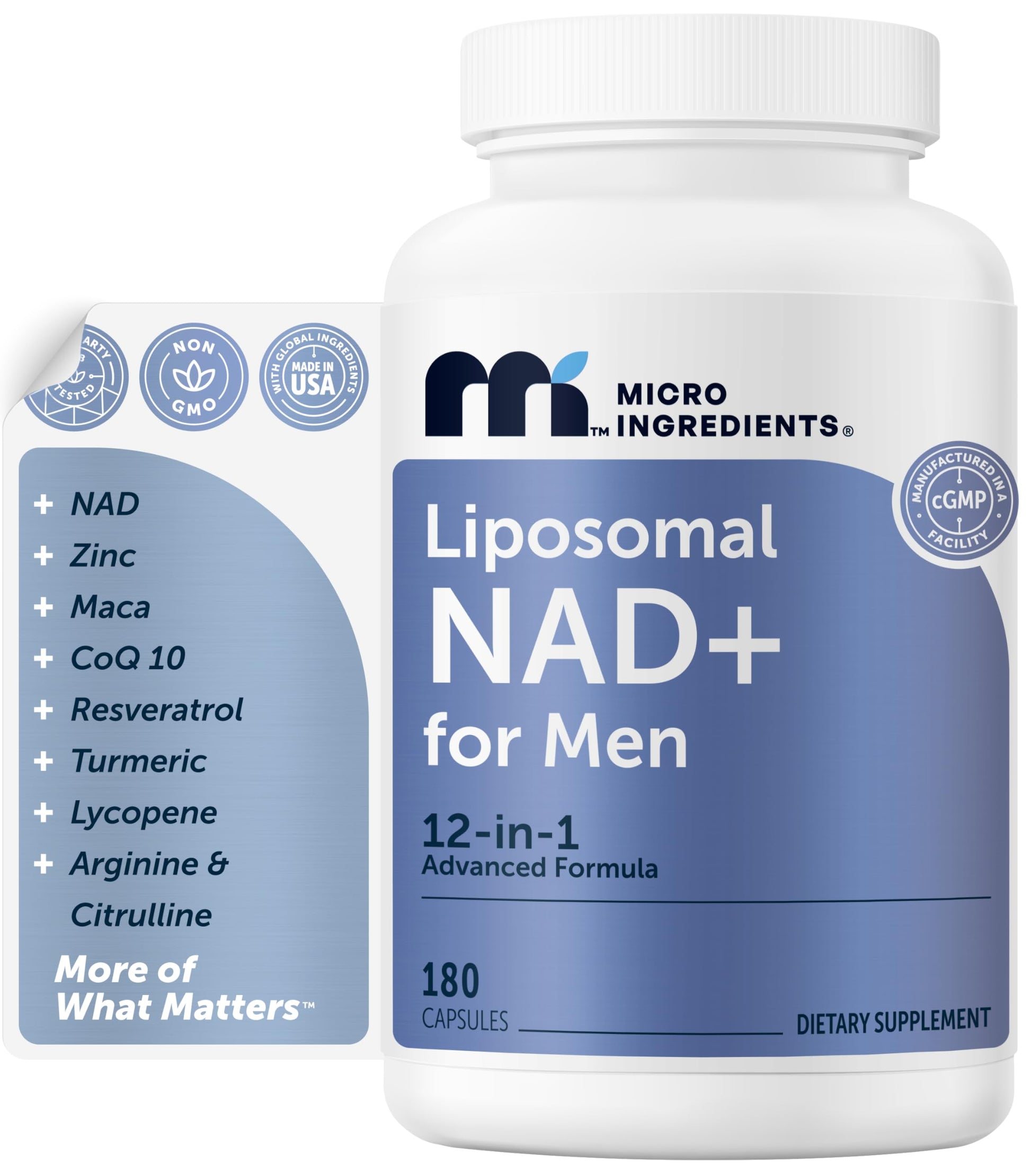 Micro Ingredients Liposomal NAD+ for Men 180 Capsules