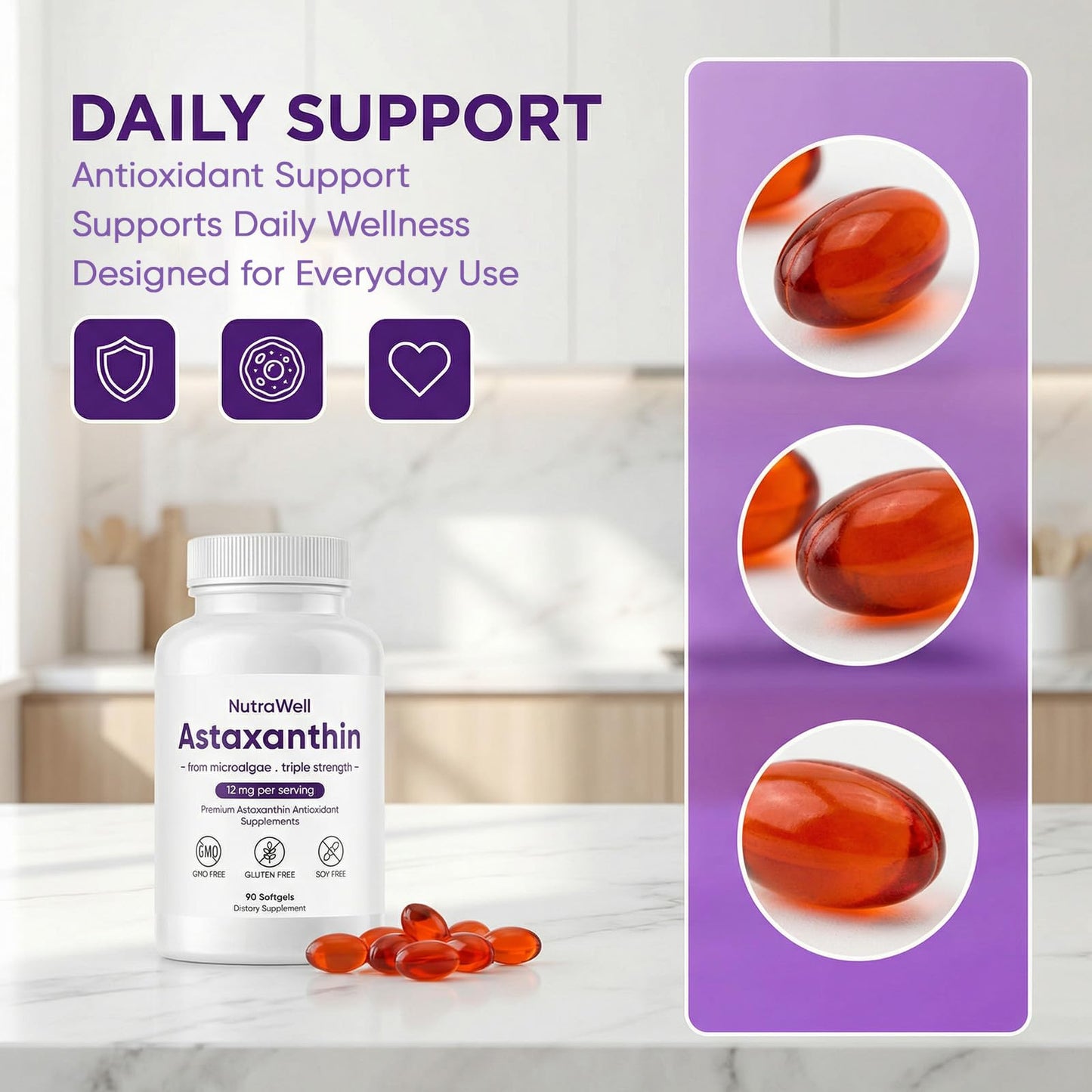 VISIOVANCE Nutrawell Astaxanthin Softgels 90 Count
