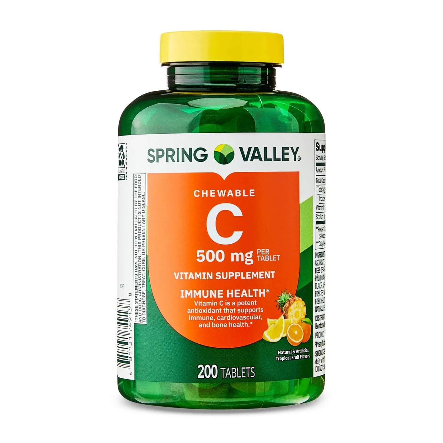 NEWCHEERS Spring Valley Vitamin C 500 mg Chewable Tablets, 200 Count