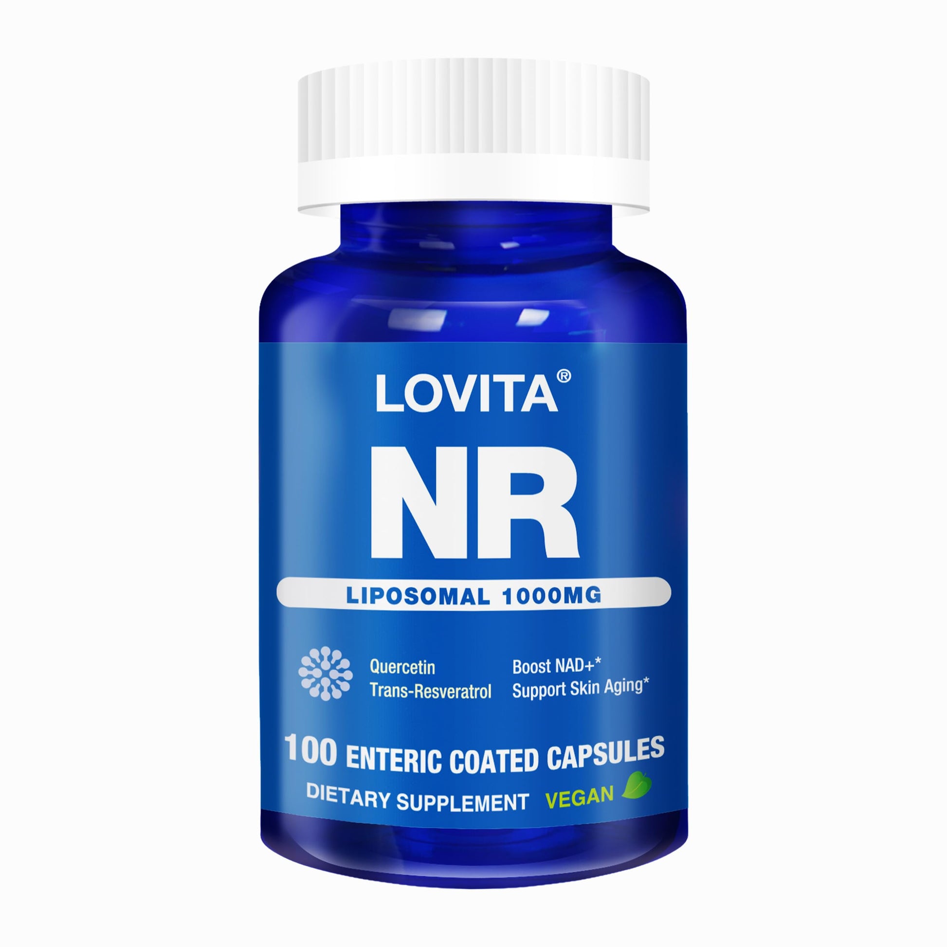 LOVITA Liposomal NR (Nicotinamide Riboside) 1000 mg with Quercetin & Trans-Resveratrol, Vegan Enteric-Coated Capsules, 100 Capsules