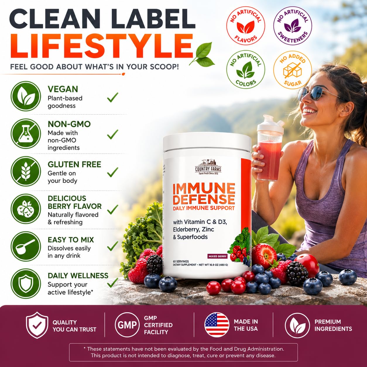 Country Farms Immune Defense Superfoods Immune Support Supplement Powder 16.93 oz
