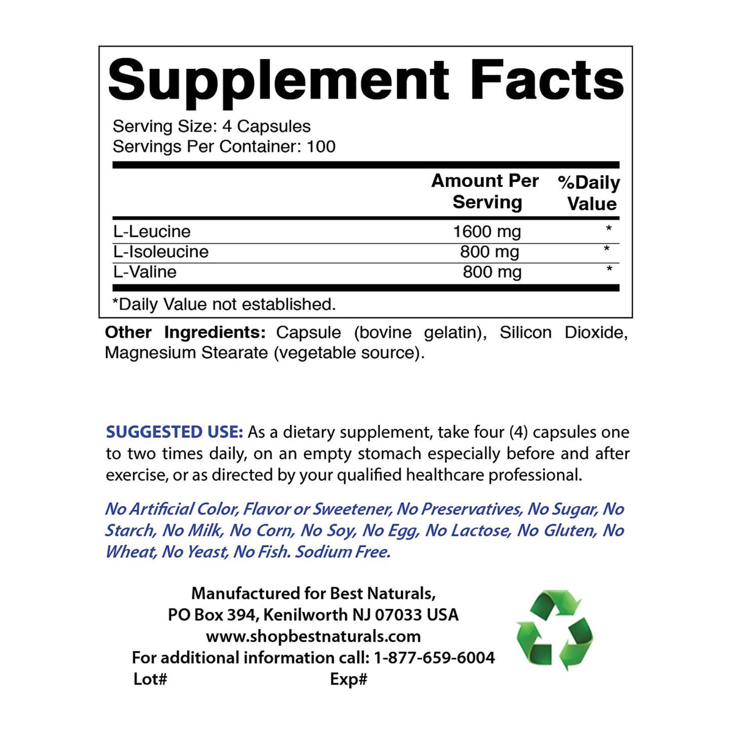 Best Naturals BCAA 3200mg & Zinc Citrate 30 mg Tablets 400