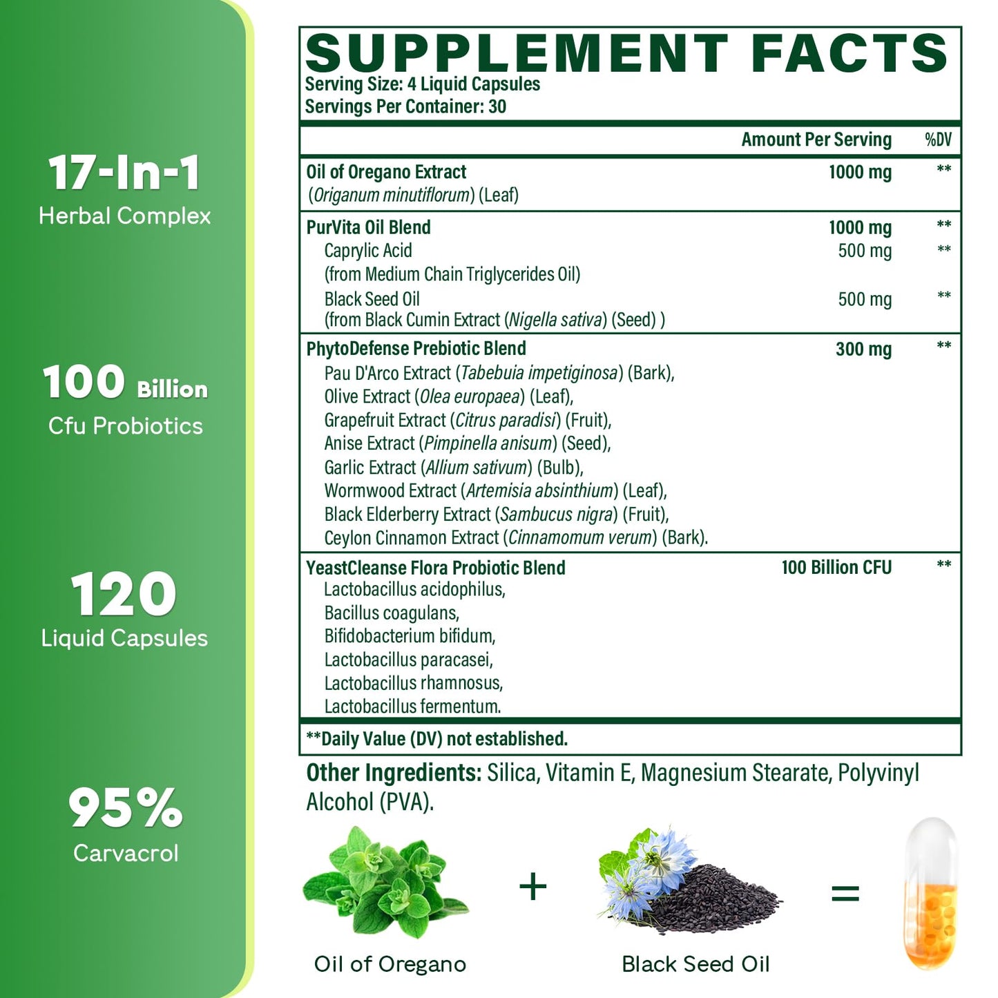Kcormes Oil Of Oregano with Ethiopian Black Seed Oil 20000mg 120 Capsules