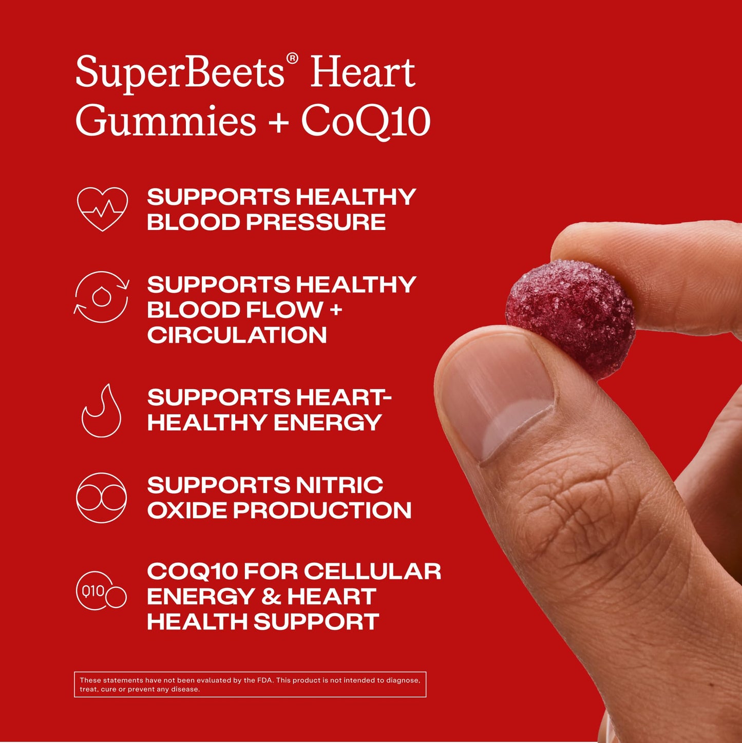HumanN SuperBeets 3-in-1 Heart Gummies + 3X Absorption 150mg CoQ10, 60 Count
