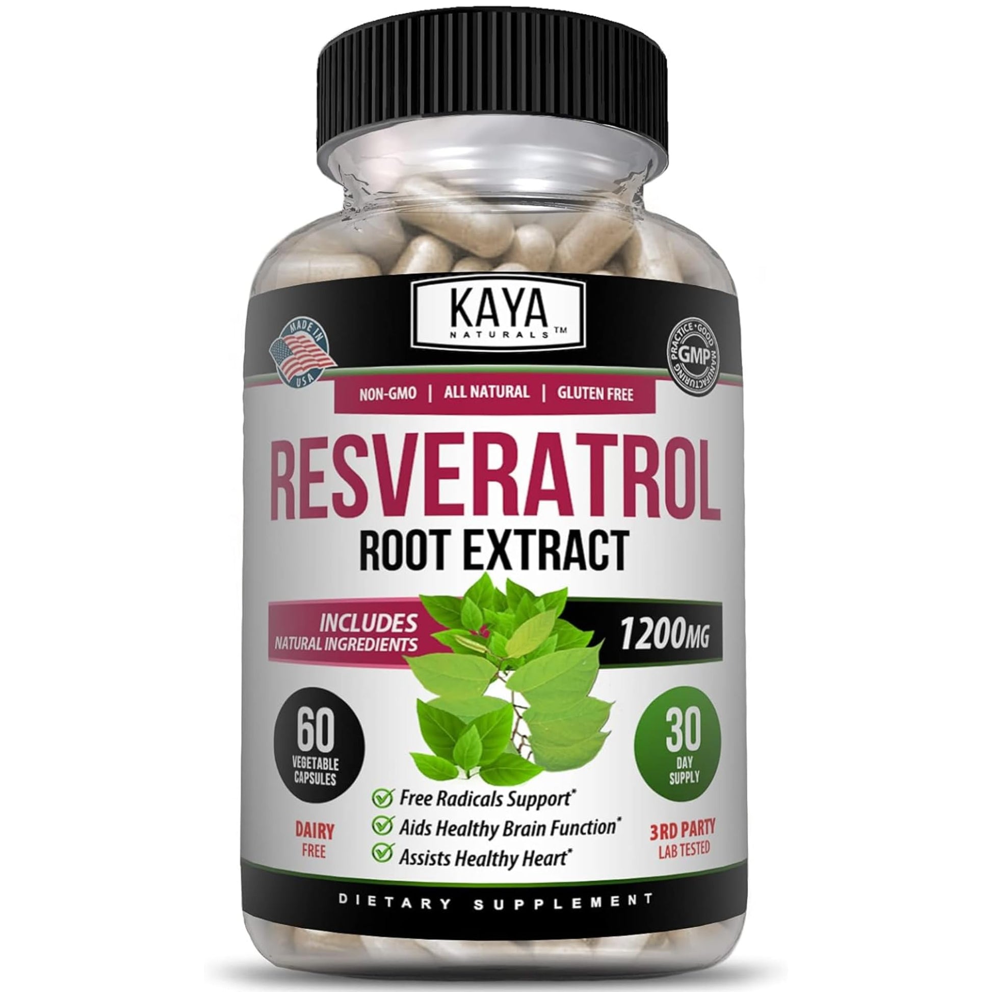 Kaya Naturals Resveratrol Capsules 60 Count