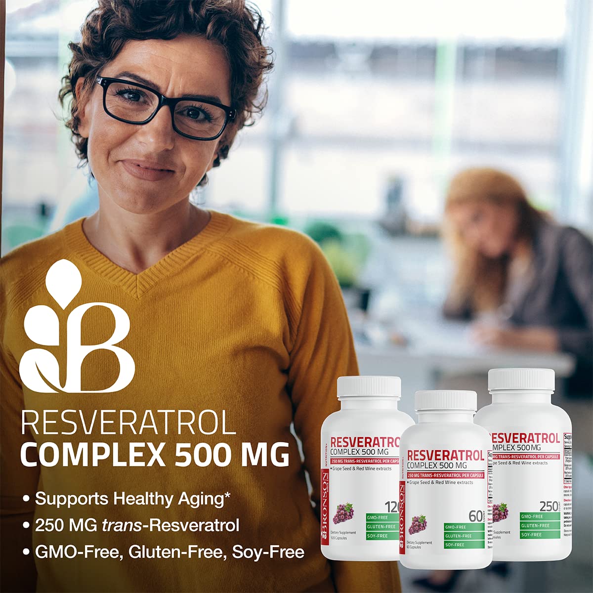 Bronson Resveratrol Complex 500 mg with Grape Seed & Red Wine, 60 Capsules