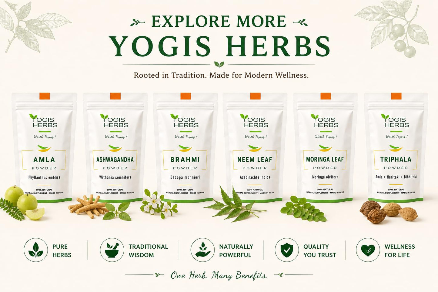 YOGIS HERBS Vilvam Leaf Powder, Bilva (Aegle marmelos/Bael) Powder, 16 oz