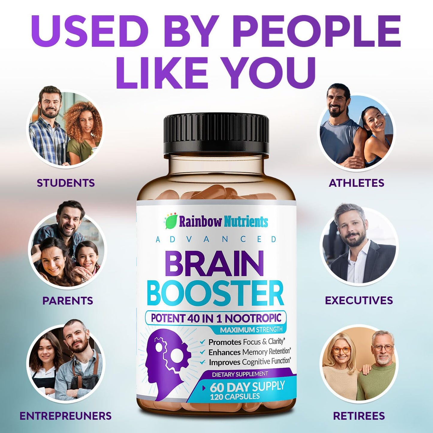 Rainbow Nutrients, LLC 40-in-1 Brain Booster 120 Capsules