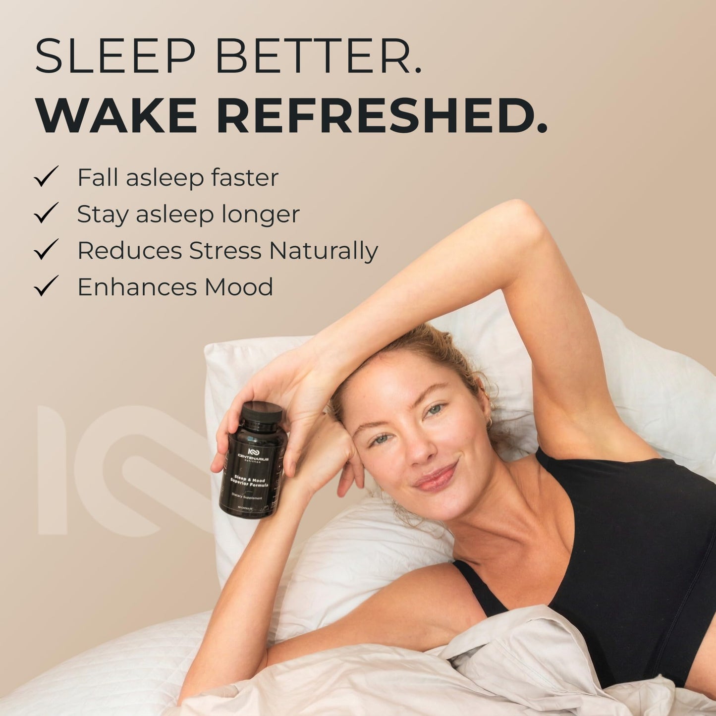 Centenarius Nutrition Sleep and Mood Formula with L-Theanine, 5-HTP, PharmaGABA + More for Sleep + Enhanced Mood & Stress Levels Capsules 60 Count