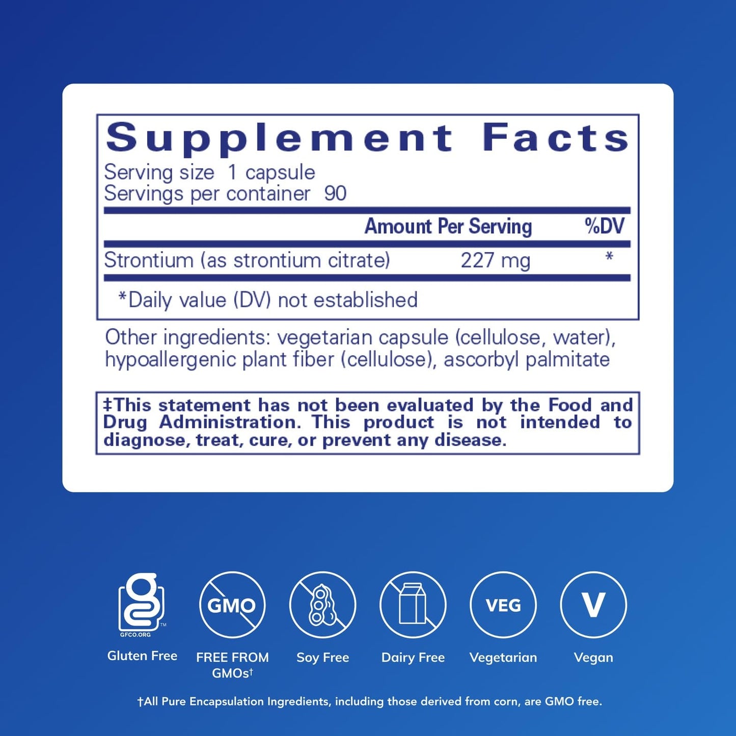Pure Encapsulations Strontium (Citrate) Hypoallergenic Dietary Supplement to Support Healthy Bones, 90 Capsules