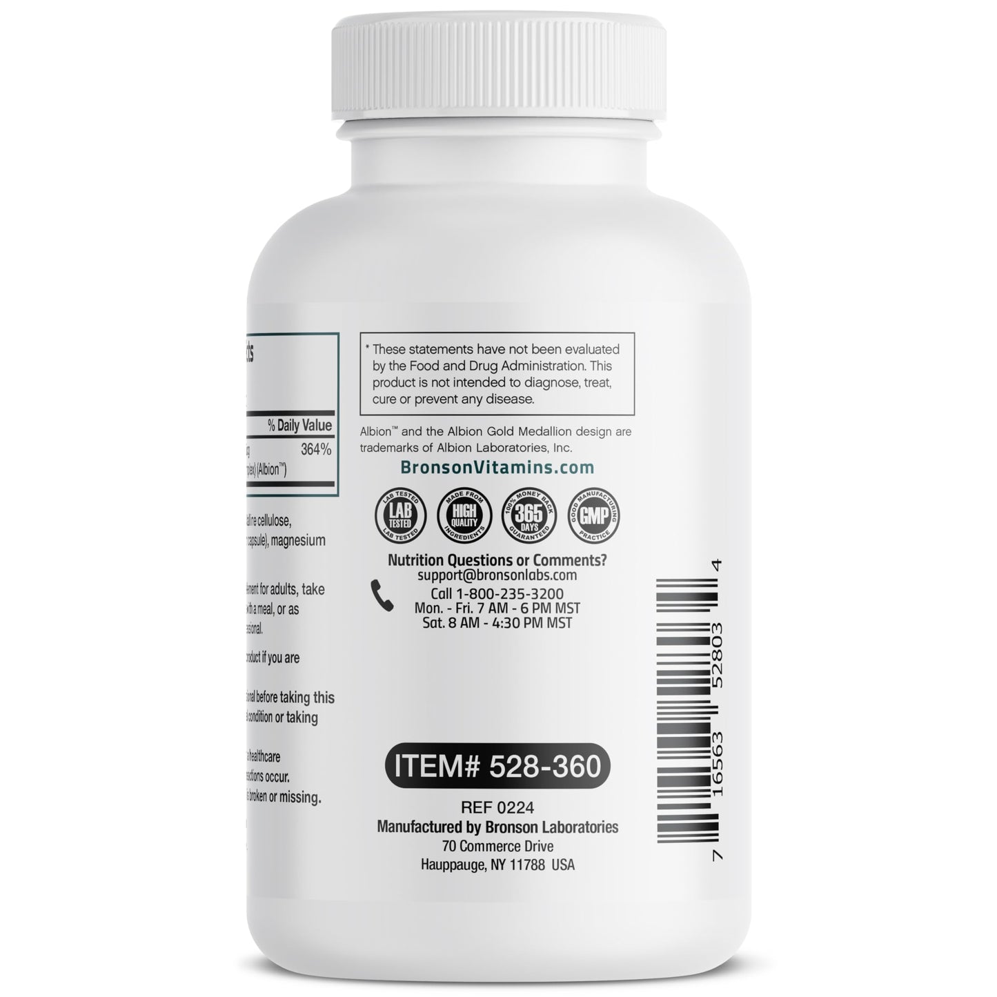 Bronson Selenium 200 mcg Albion Chelated Amino Acid Complex Capsules, 360 Capsules