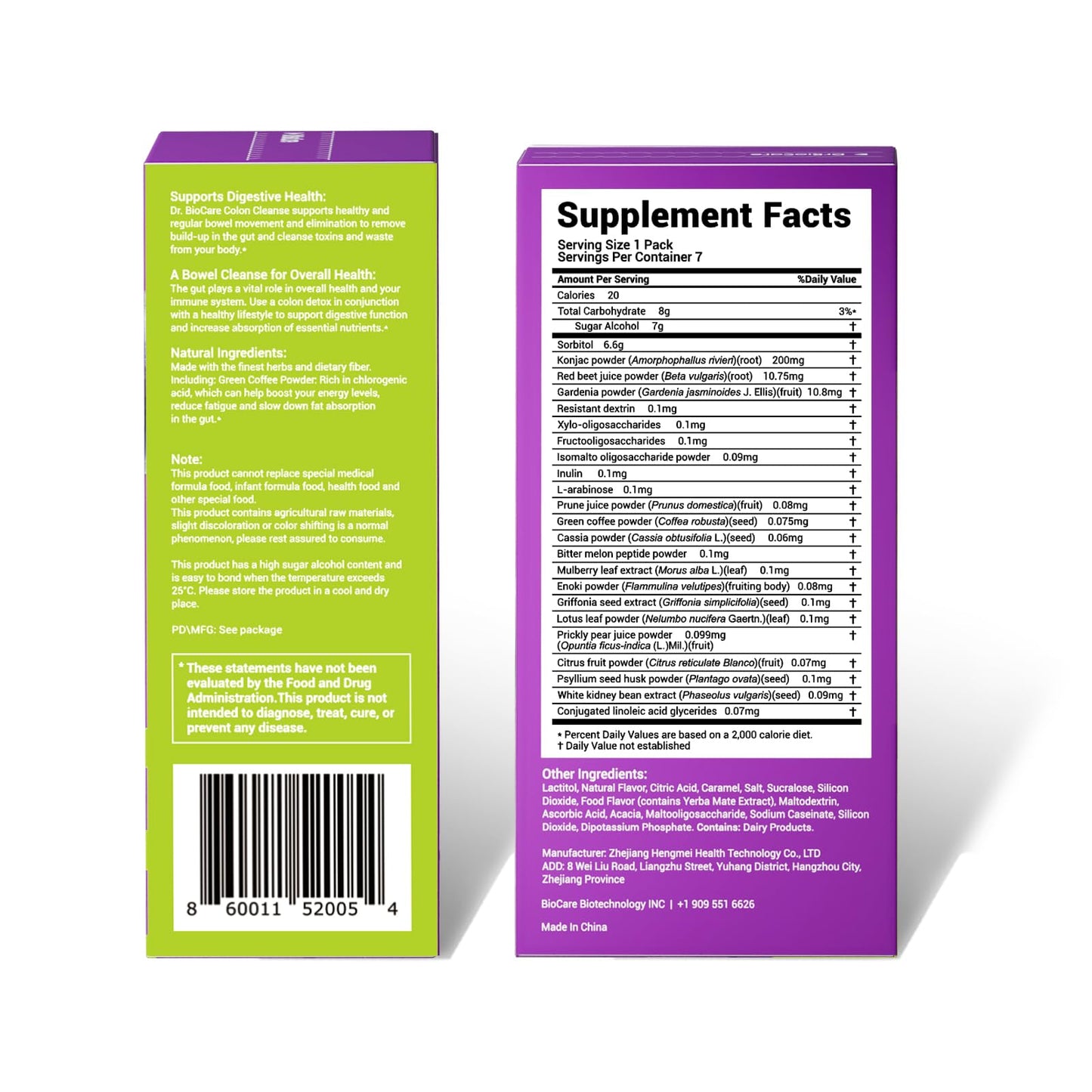 DrBioCare Colon 7 Days Cleanse Powder, 3.96 oz (Pack of 2)