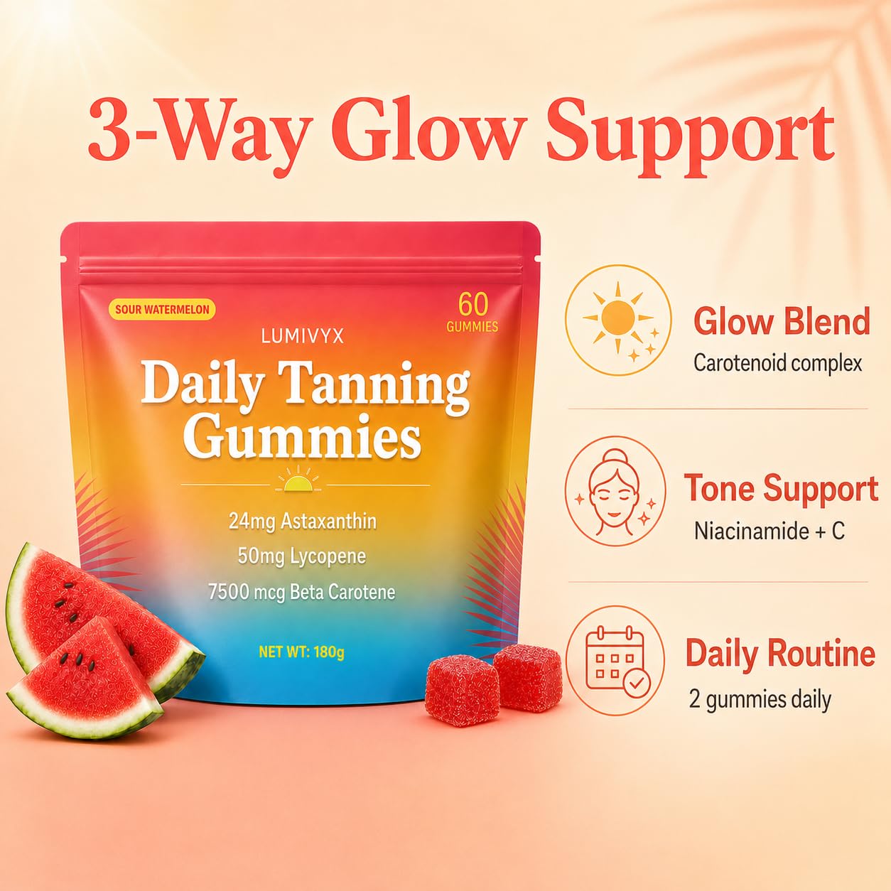SARAMAES Lumivyx Tanning Gummies Gummy 60 Count