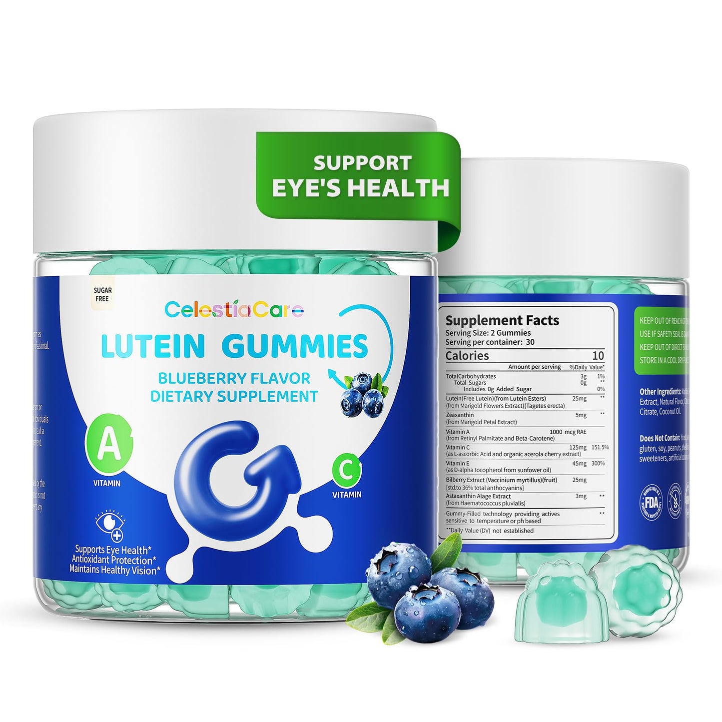 CelestiaCare Lutein and Zeaxanthin Eye Vitamins Gummies, 120 Count