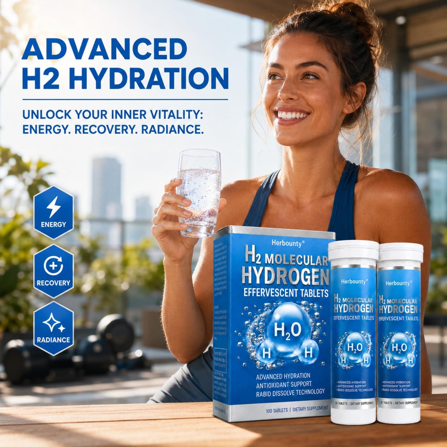 Herbounty H2 Molecular Hydrogen Tablets, 100 Tablets