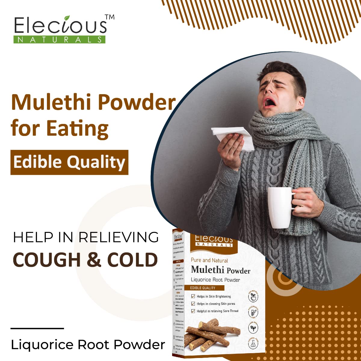 Elecious Mulethi Powder 7.05 Ounce Pack of 1