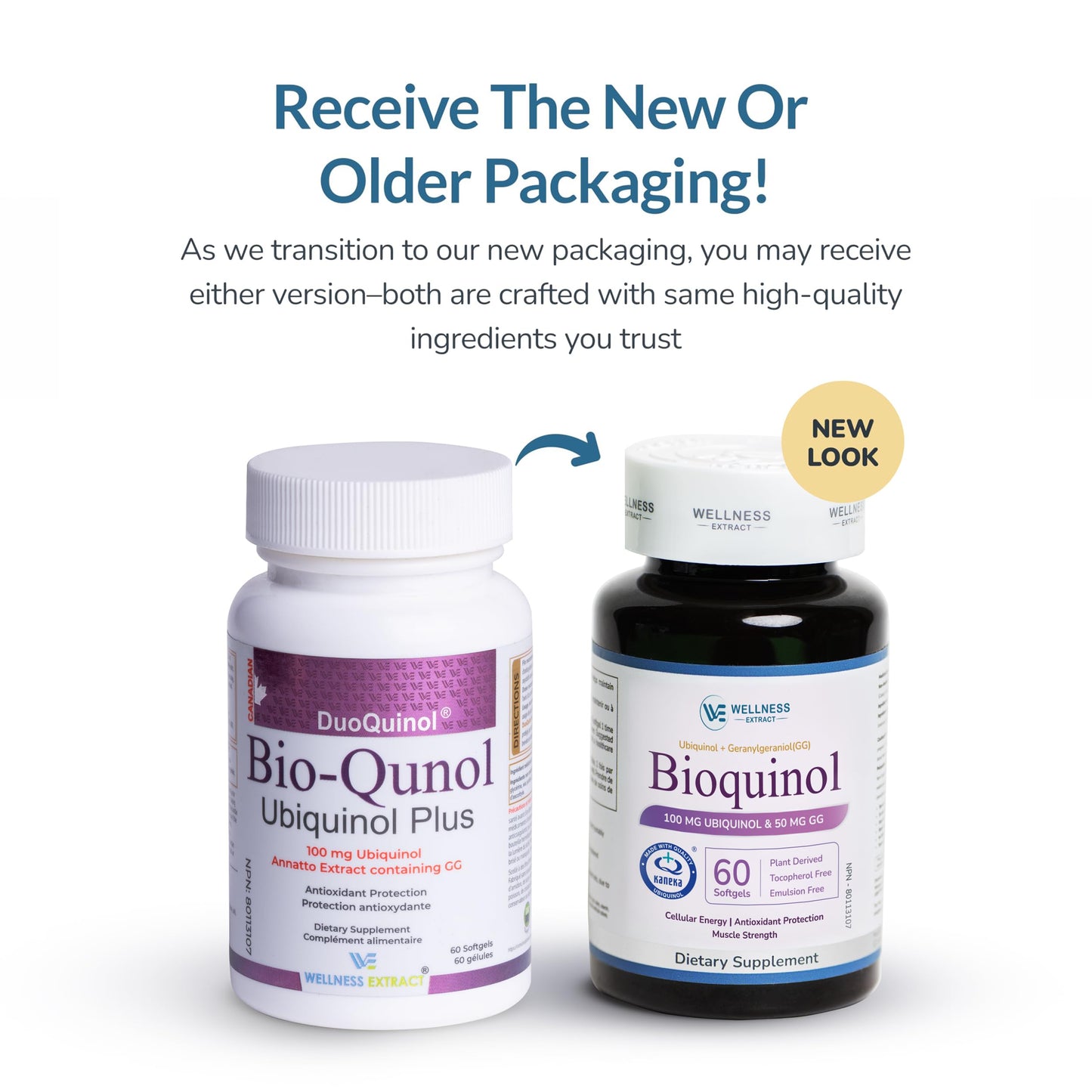WELLNESS EXTRACT Coenzyme Q10 (CoQ10) Ubiquinol 100mg with GG-Gold Geranylgeraniol 50mg Softgels 60