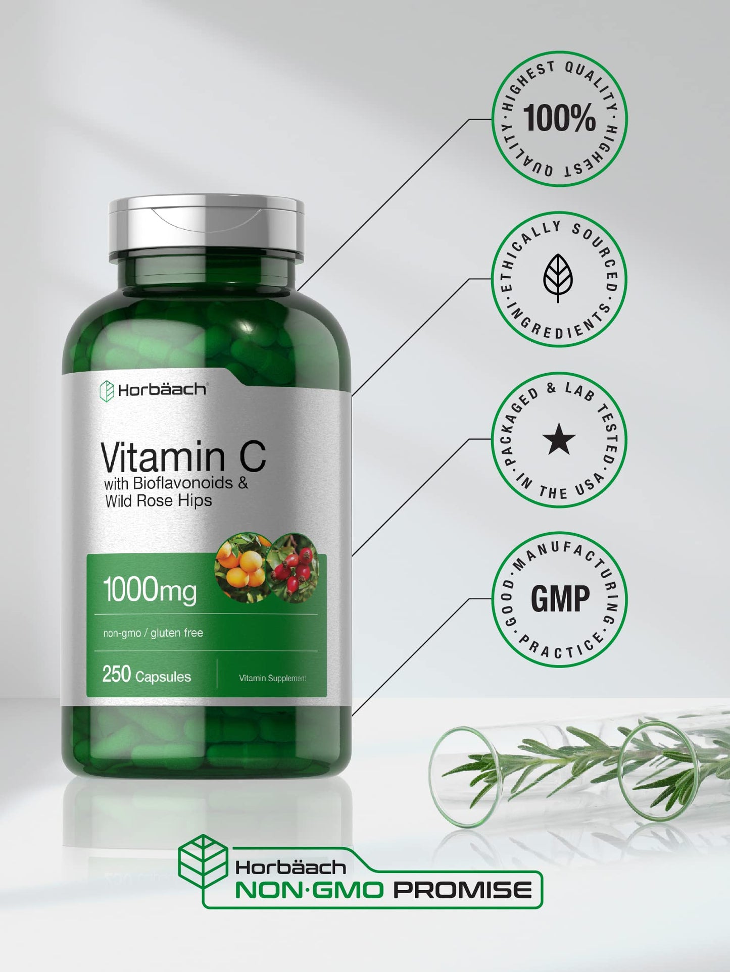 Horbäach Vitamin C 1000mg Capsule, 250 Capsules