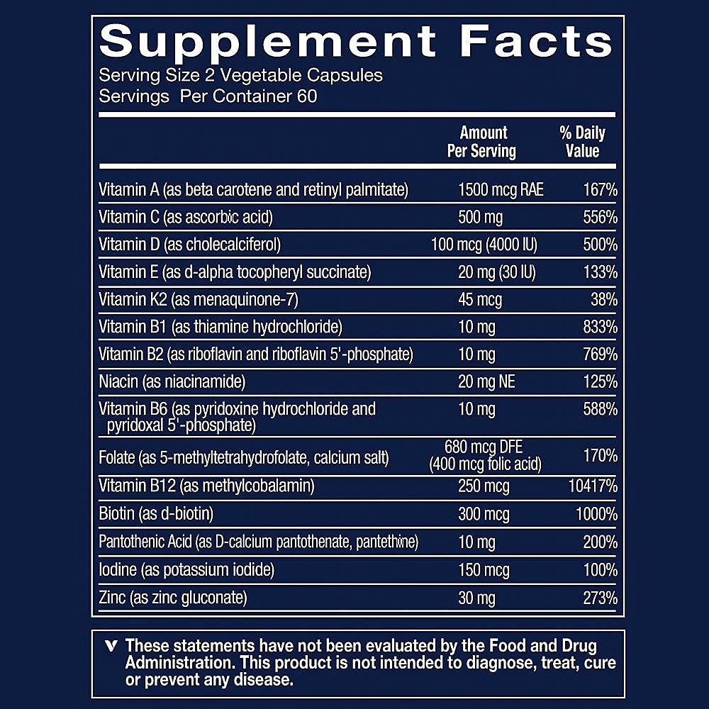 Vthrive Bioactive Immune Multivitamin with Elderberry NAC Capsule, 1 Count