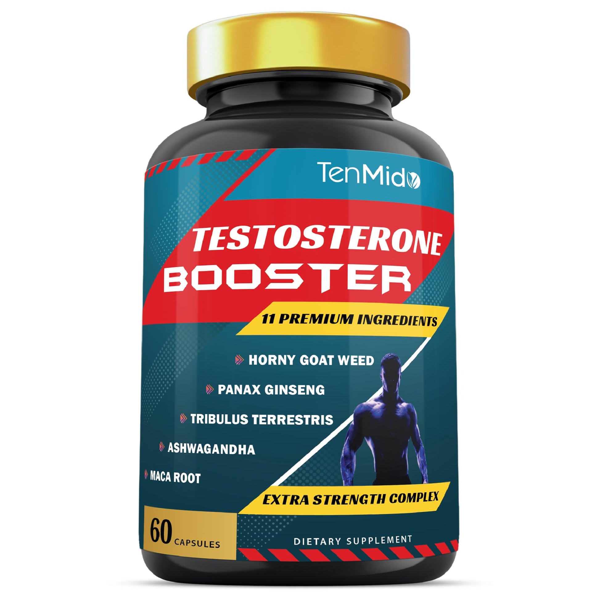 Tenmido Testosterone Booster for Men Capsules, 60 Count
