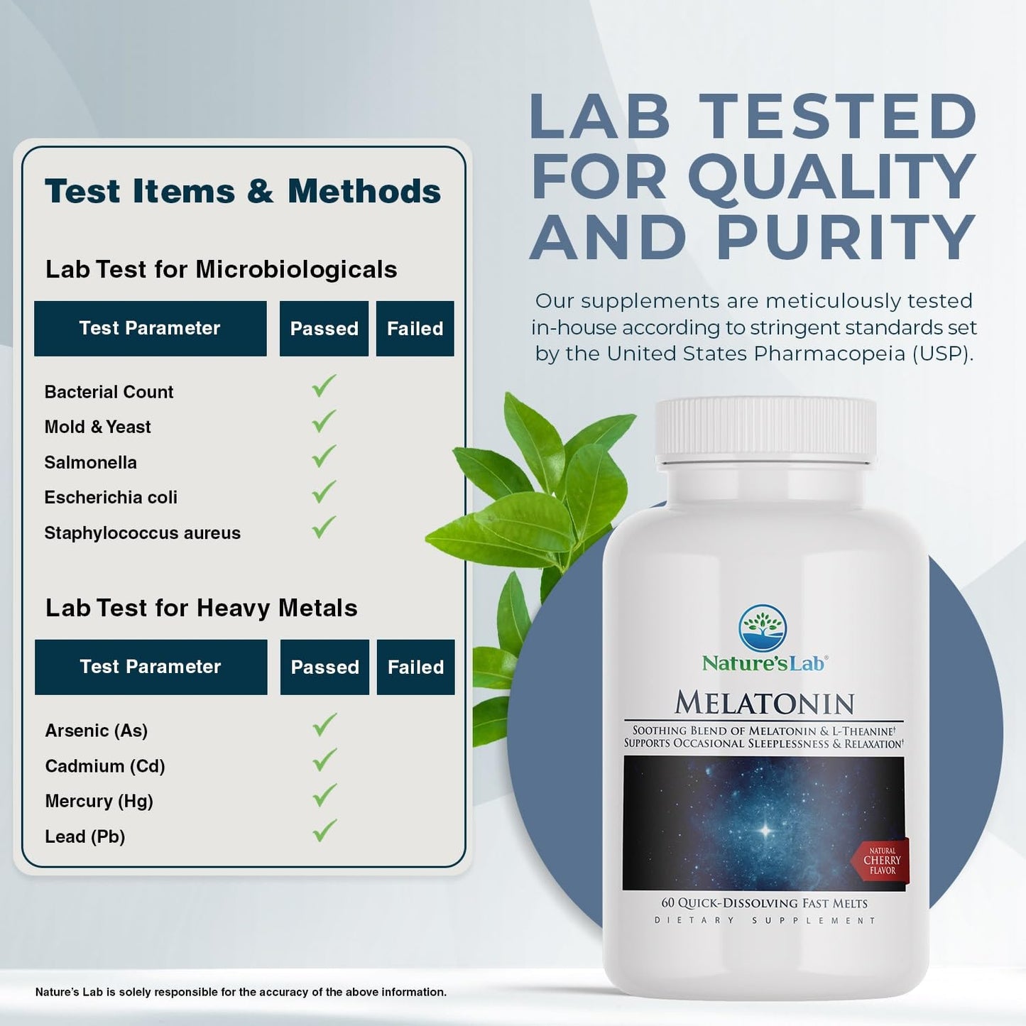Nature's Lab Fast Melt Melatonin Tablets - 25 mg L-Theanine + 6 mg Melatonin, 60 Count