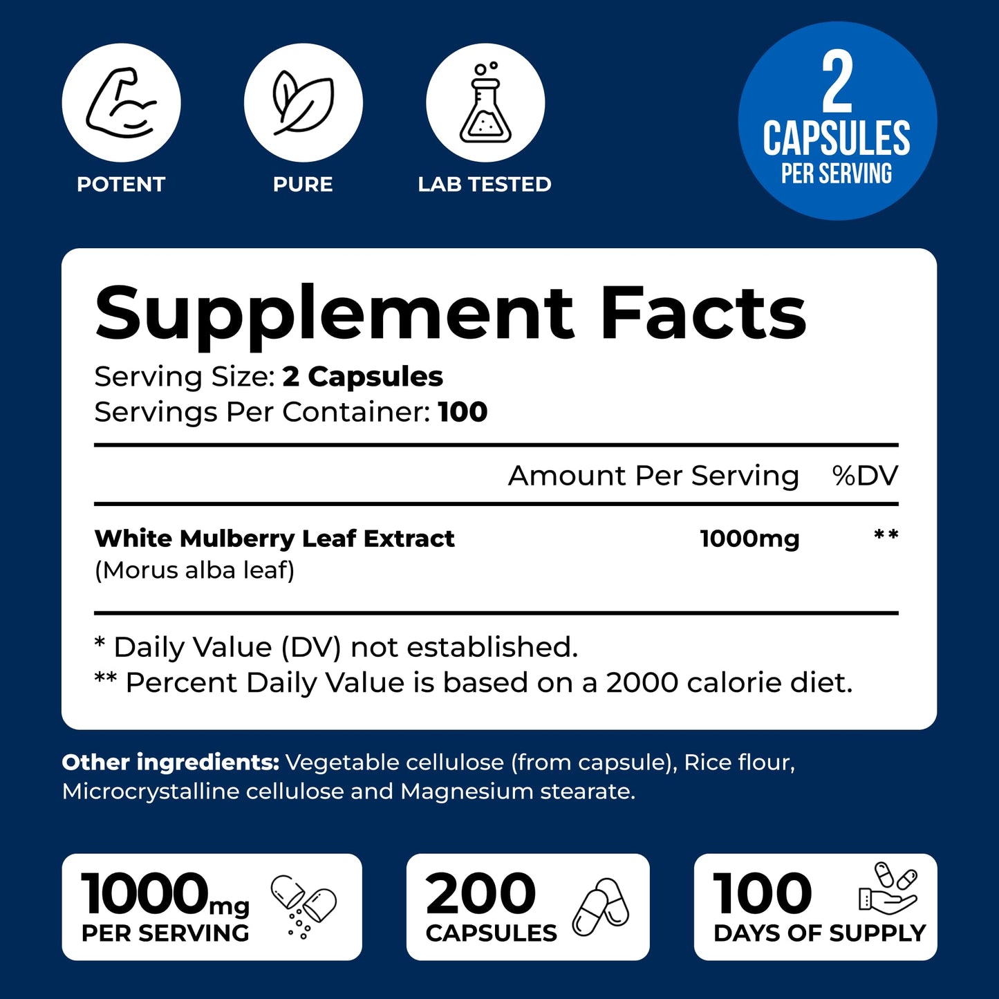 We Like Vitamins White Mulberry 1000mg Vegan Capsules, 200 Count