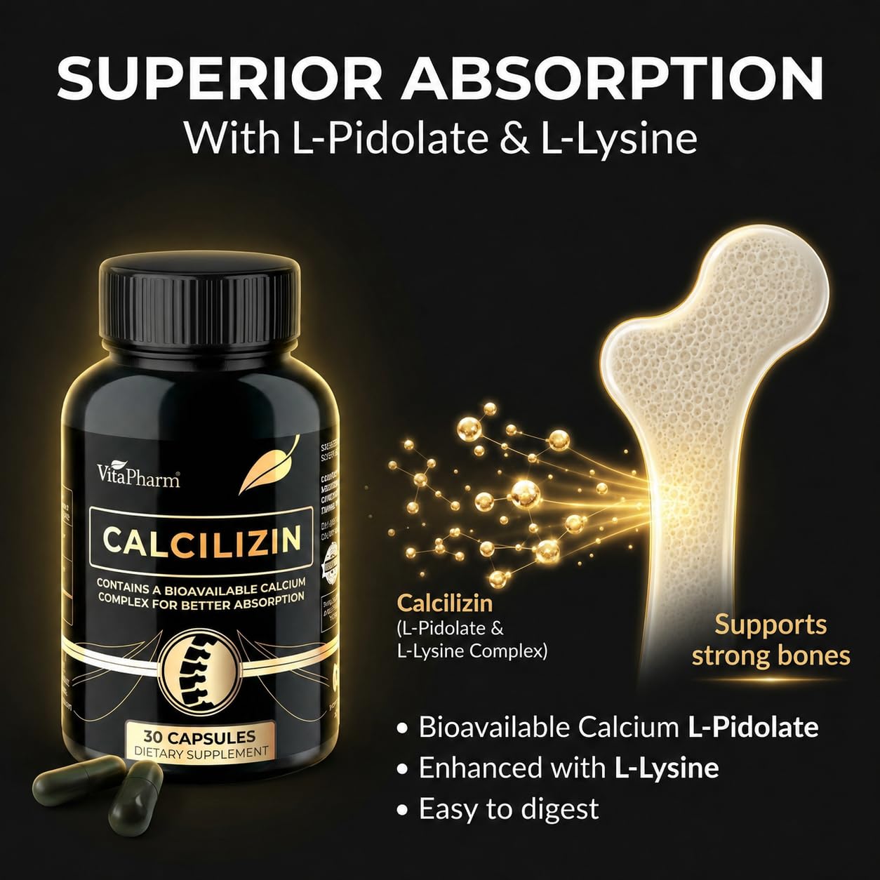 VitaPharm Lysine Supplement Capsule, 30 Count
