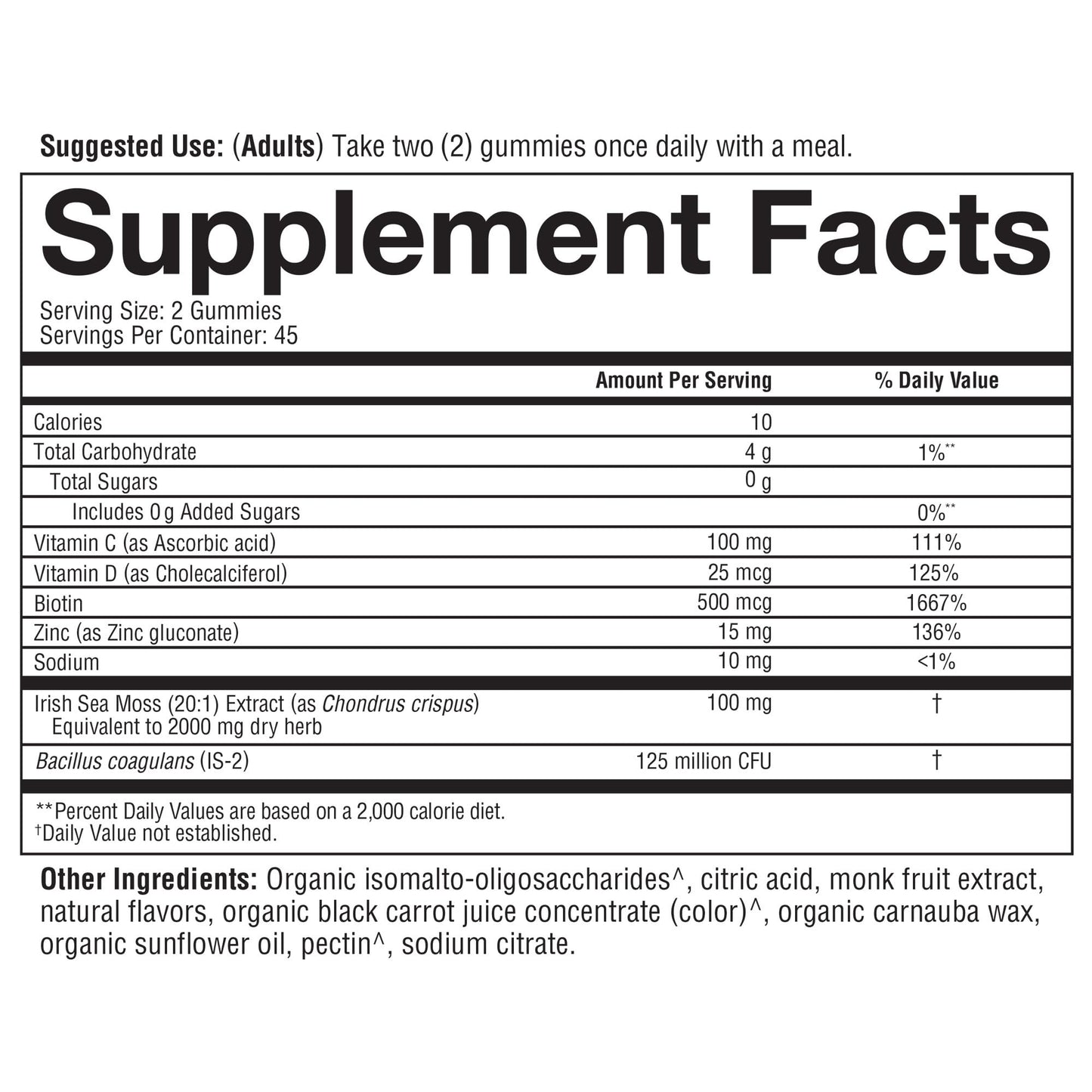 Youtheory Zero Sugar Irish Sea Moss Gummy 90 Count