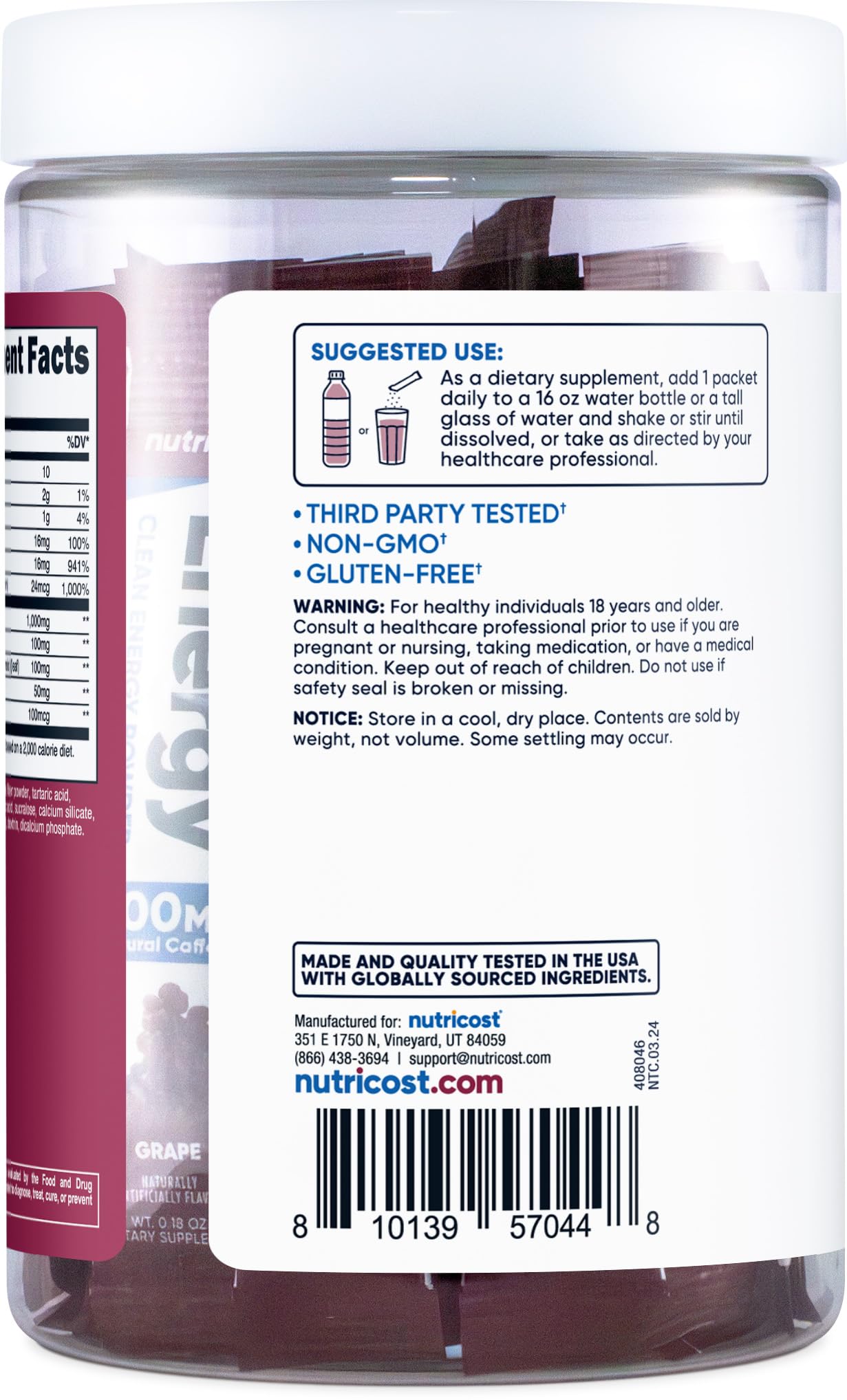 Nutricost Energy Complex Powder, 3.6 oz