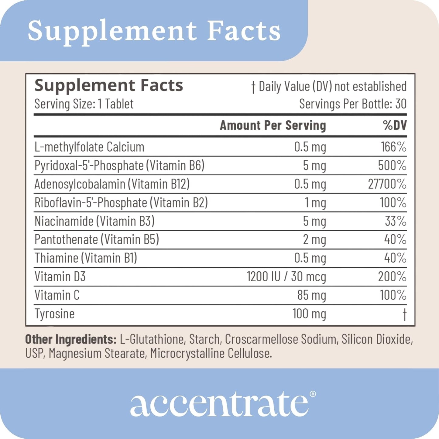 Accentrate Neuro X Complete Vitamin B Complex Caplets, 30 Count