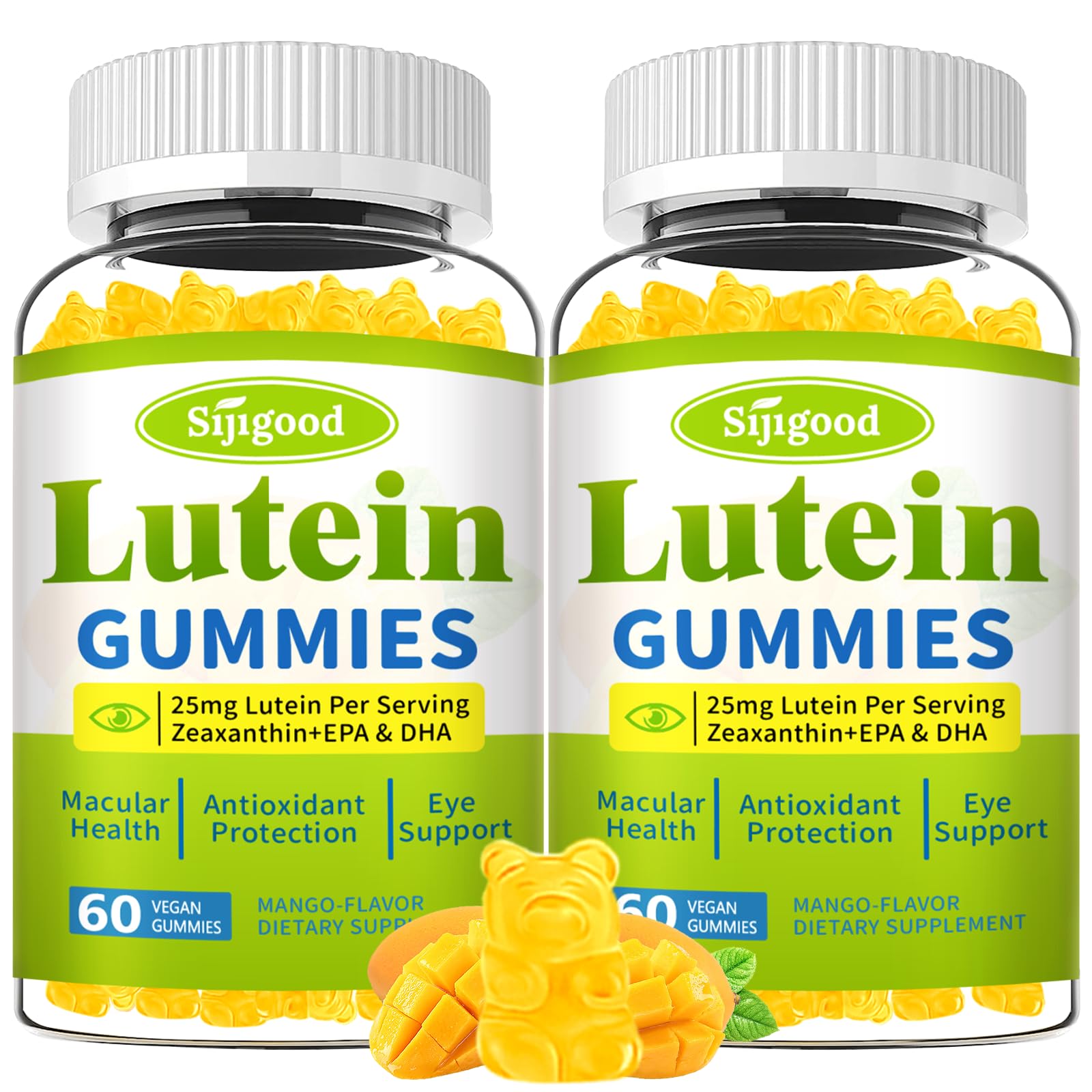 Sijigood Lutein and Zeaxanthin Gummies with Astaxanthin & Bilberry Extract - Eye Vitamins with Omega-3, Vitamins A, C, E, D3 & Zinc for Vision Health - Sugar Free, Mango Flavor, 120 Count