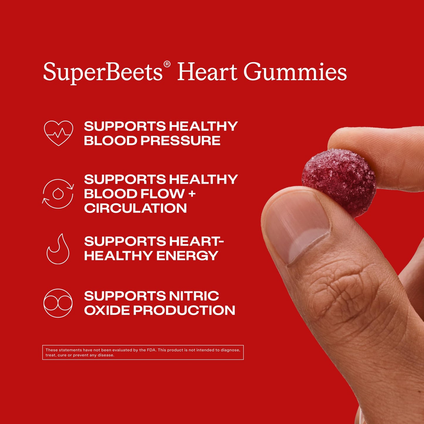 Humann SuperBeets Strawberry Heart Gummies, 60 Count