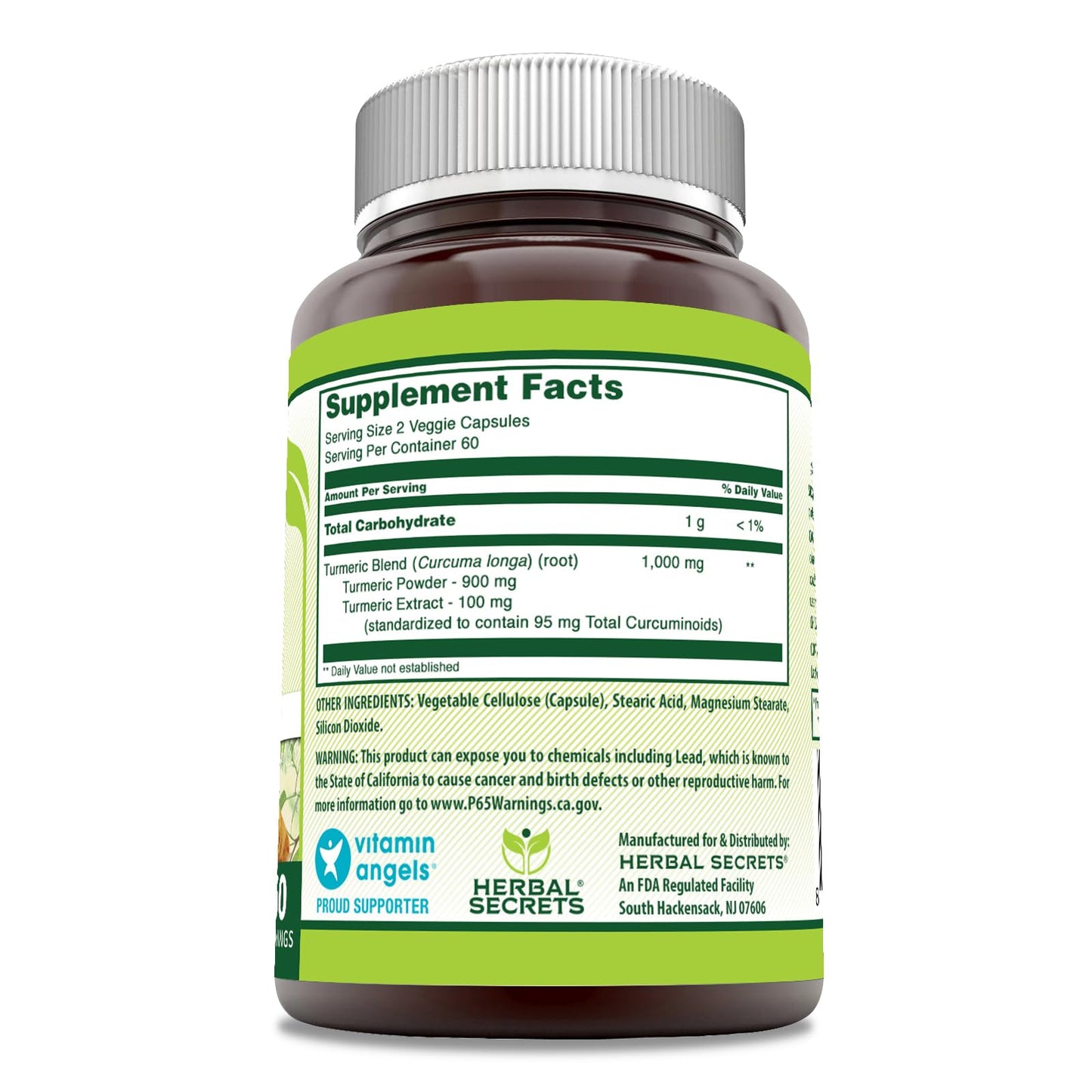 Herbal Secrets Turmeric Curcumin Supplement Capsule, 120 Veggie Capsules