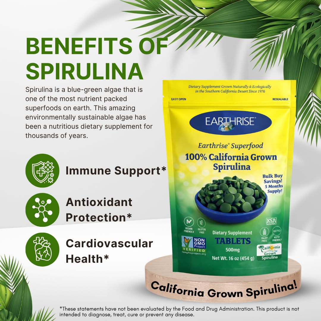 Earthrise Superfood California Spirulina 500mg 1800 Tablets