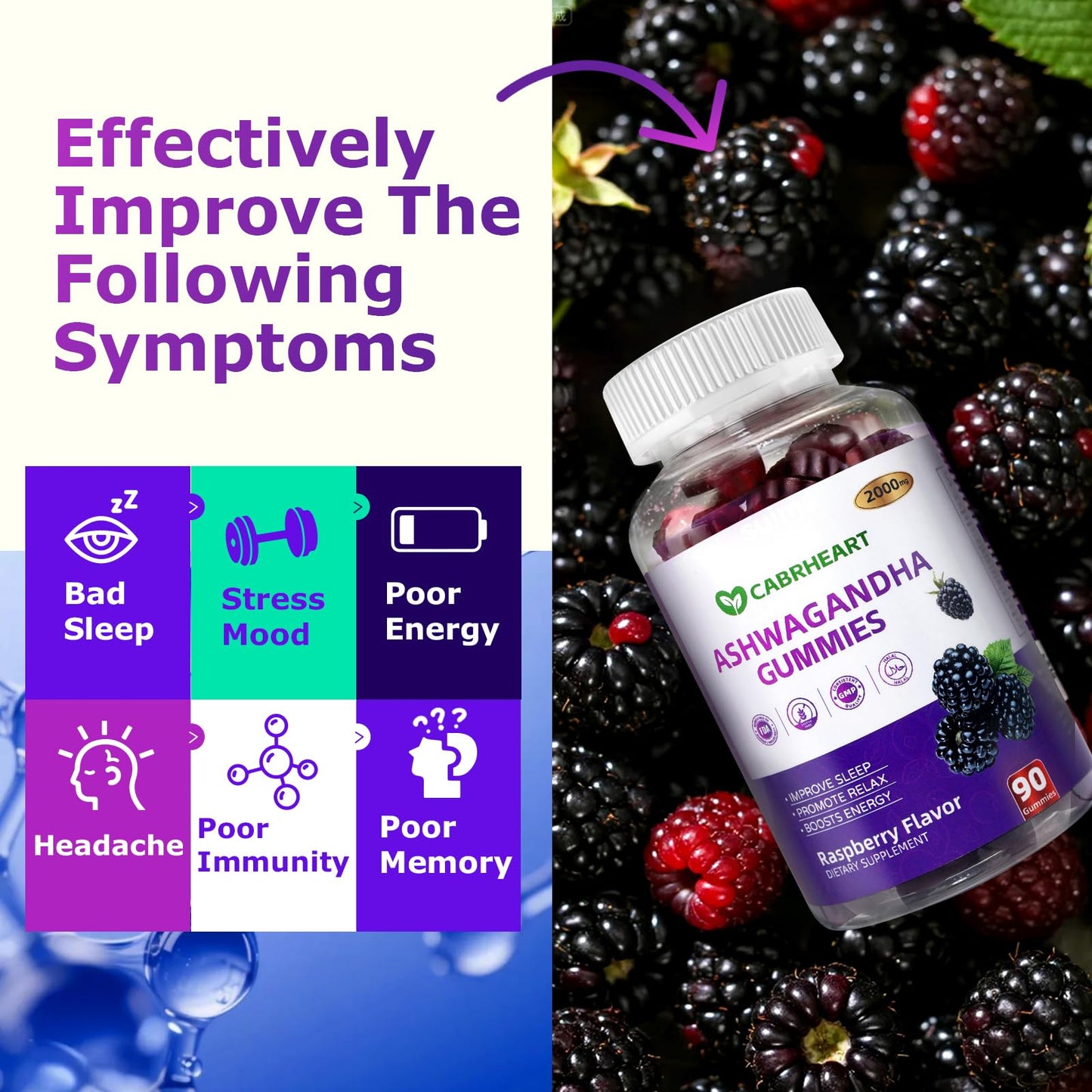 CABRHEART Ashwagandha Gummies 90 Count