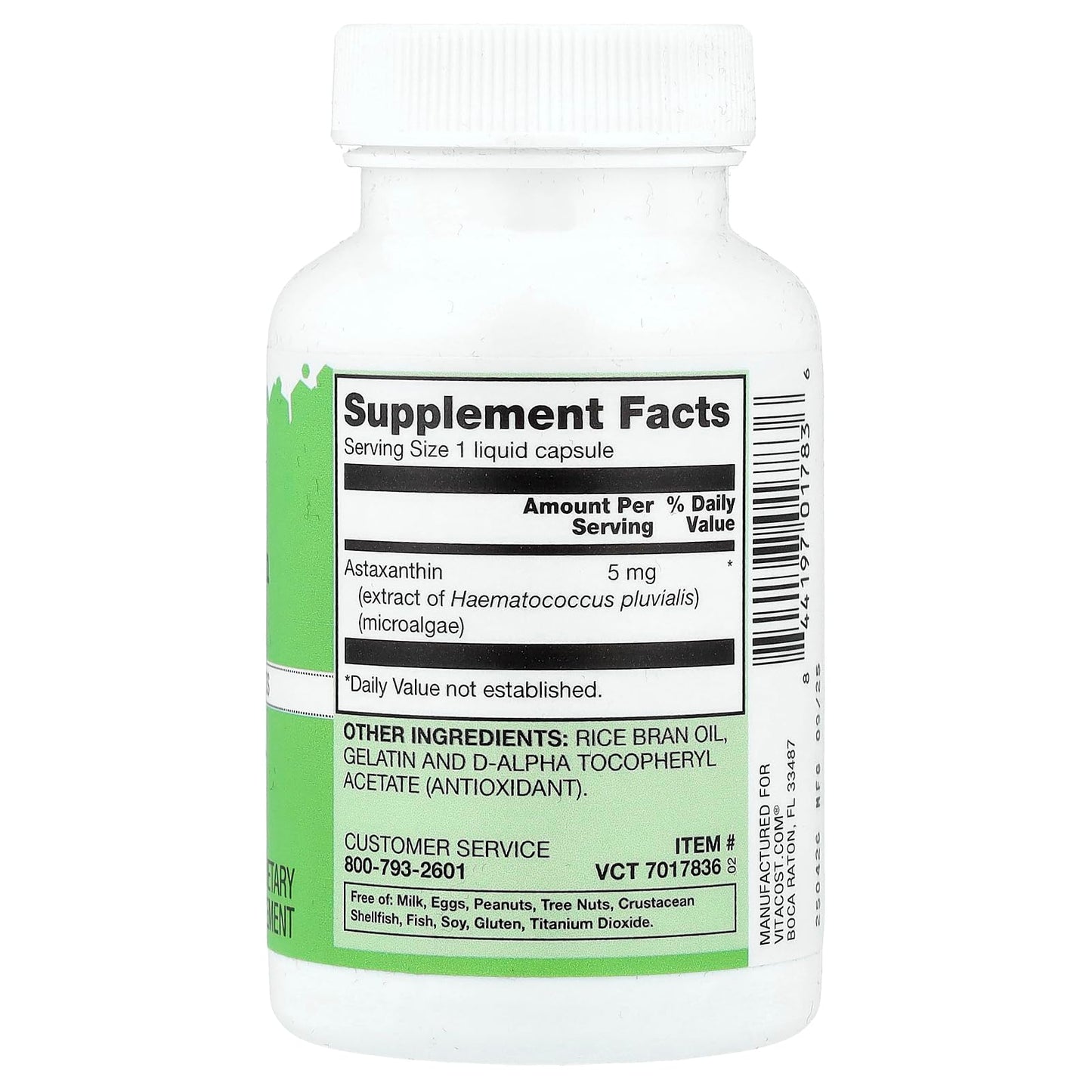 Vitacost Natural Astaxanthin 5 mg Capsule, 60 Count